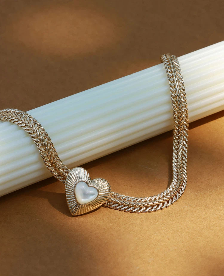 Heart-Shaped Mother of Pearl Necklace