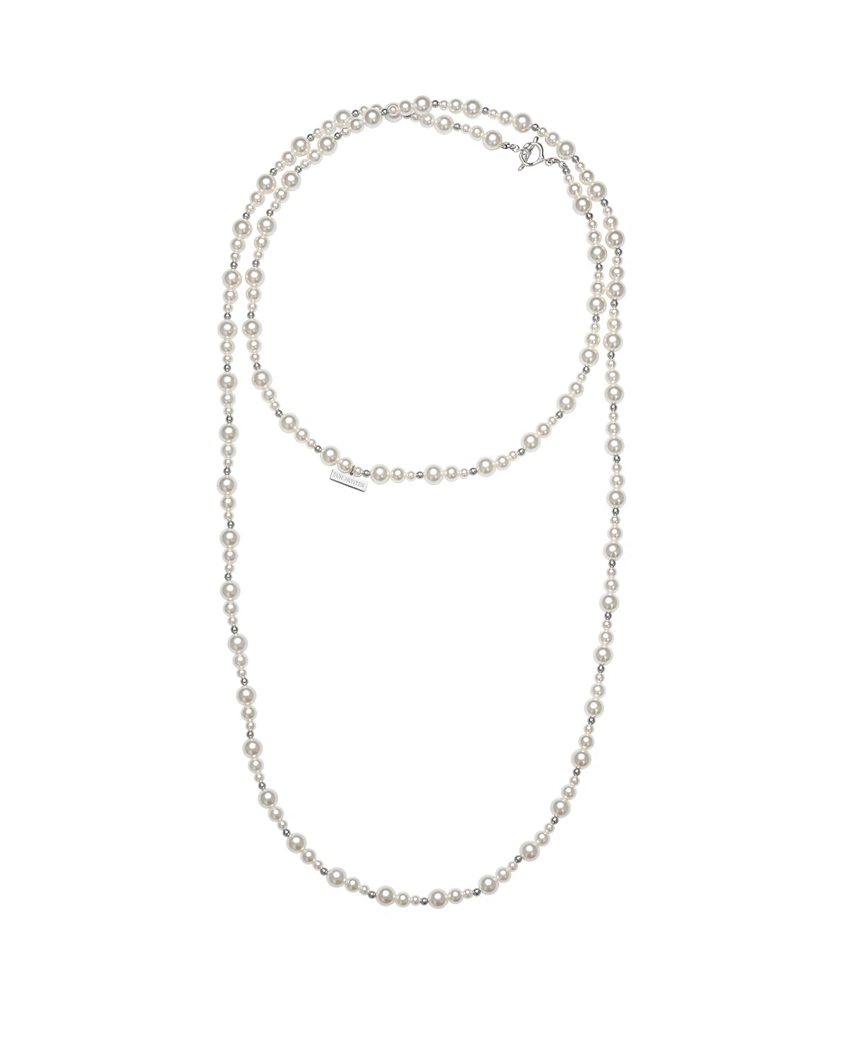 Long Layered Pearl Necklace with OT Clasp