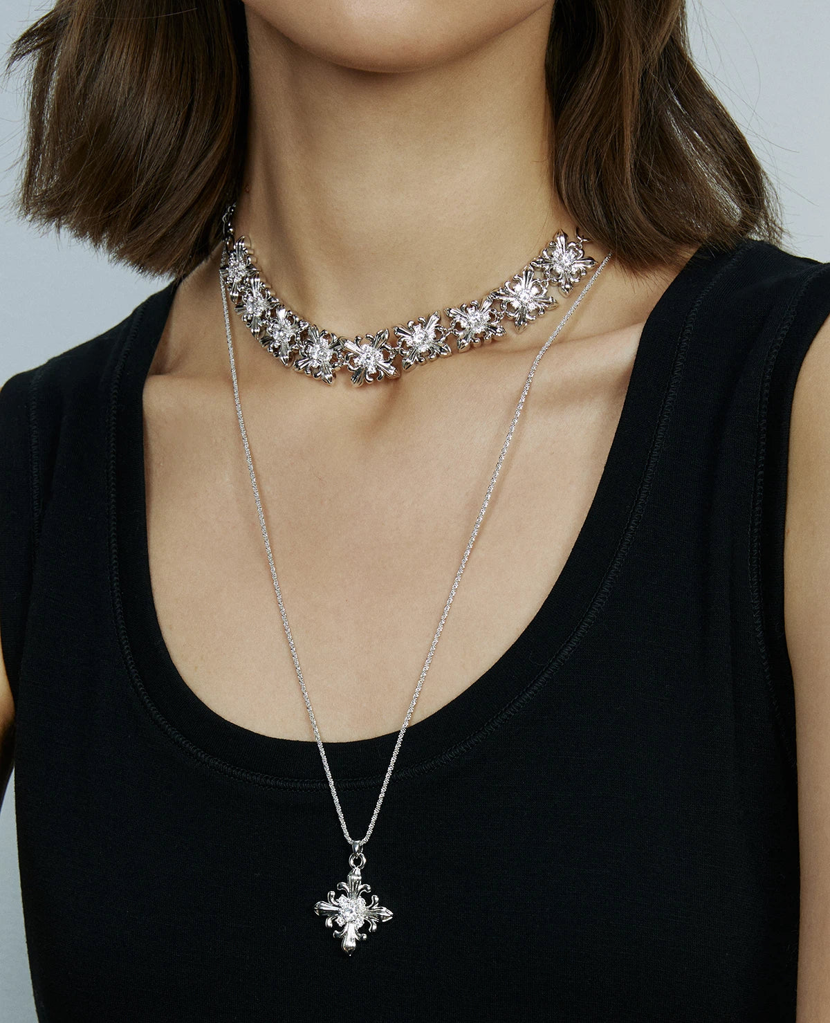 Long Iris Minimalist Chain Necklace