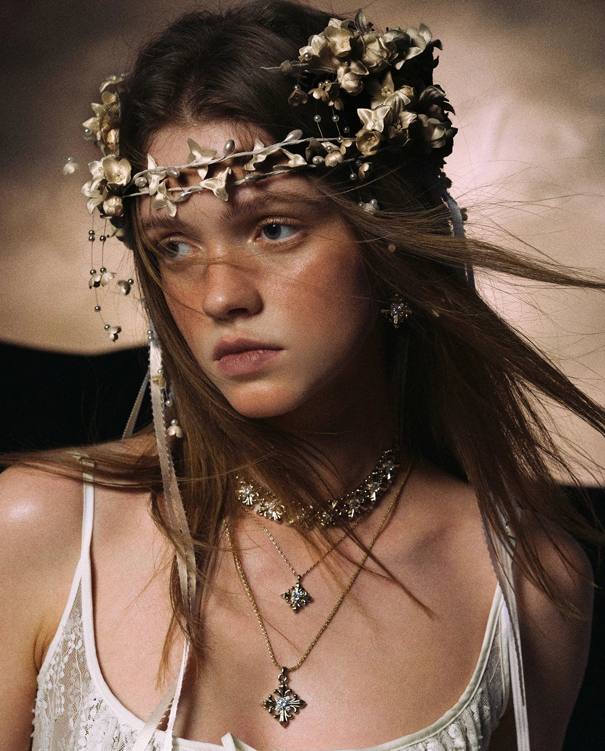 Long Iris Minimalist Chain Necklace