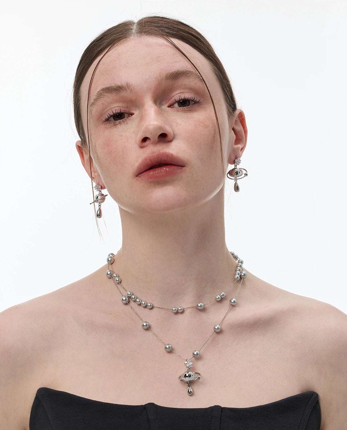 Planet Pearl Double Layer Necklace