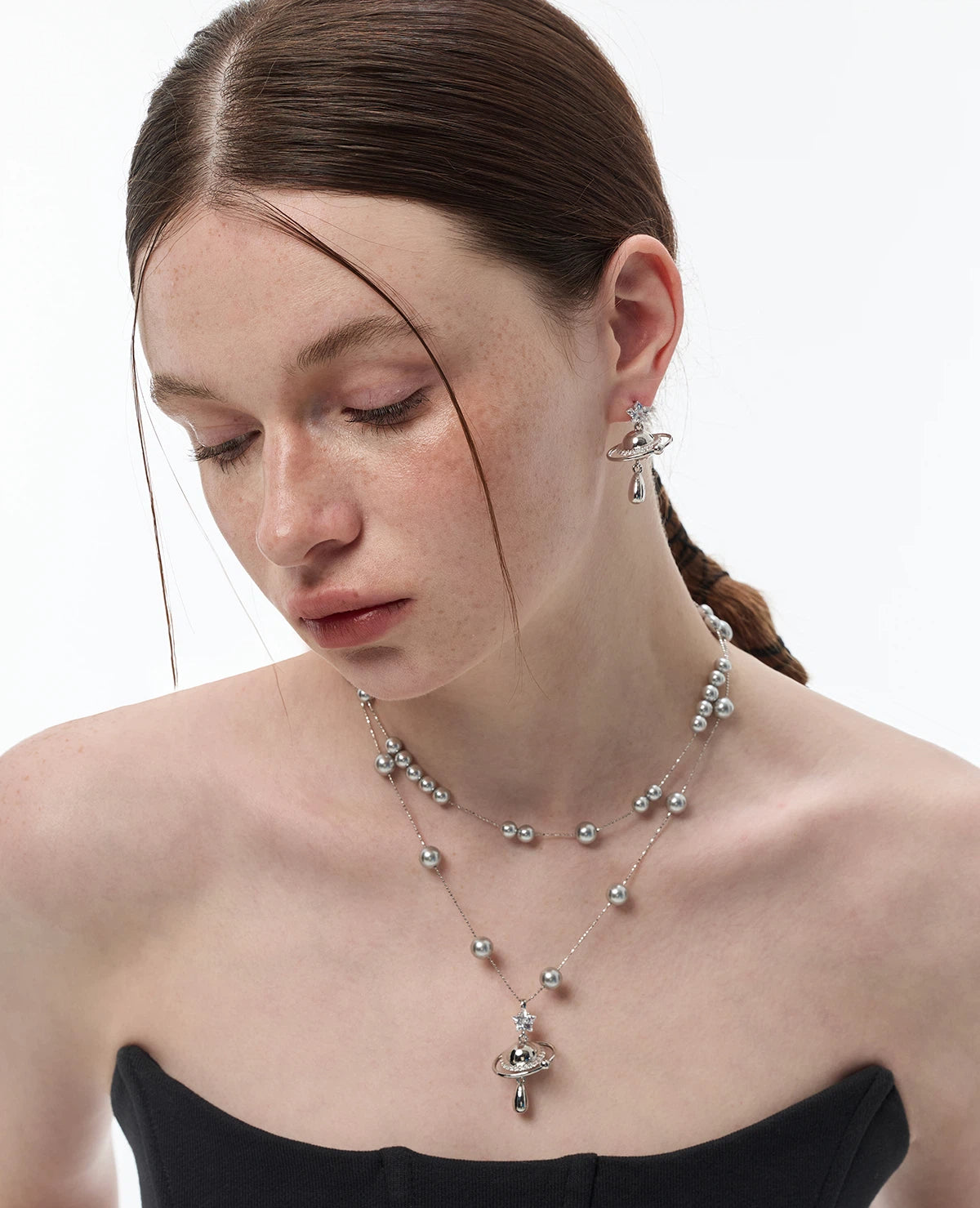 Planet Pearl Double Layer Necklace