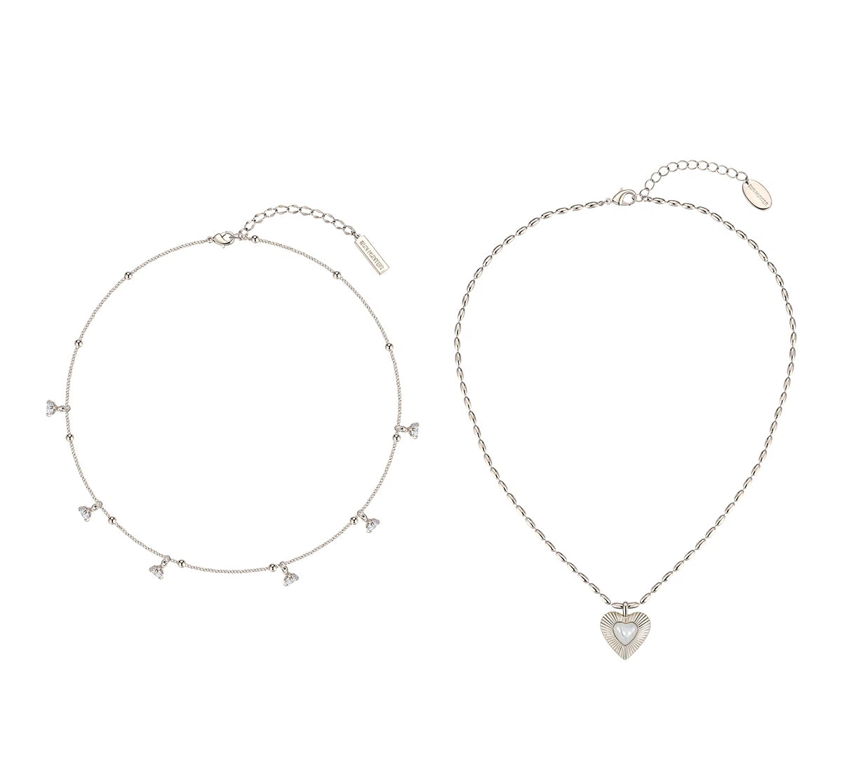 Double Layer Heart Mother of Pearl Necklace