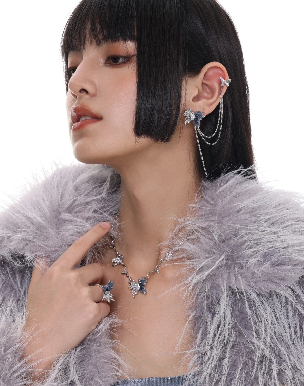 Gradient Crystal Butterfly Necklace