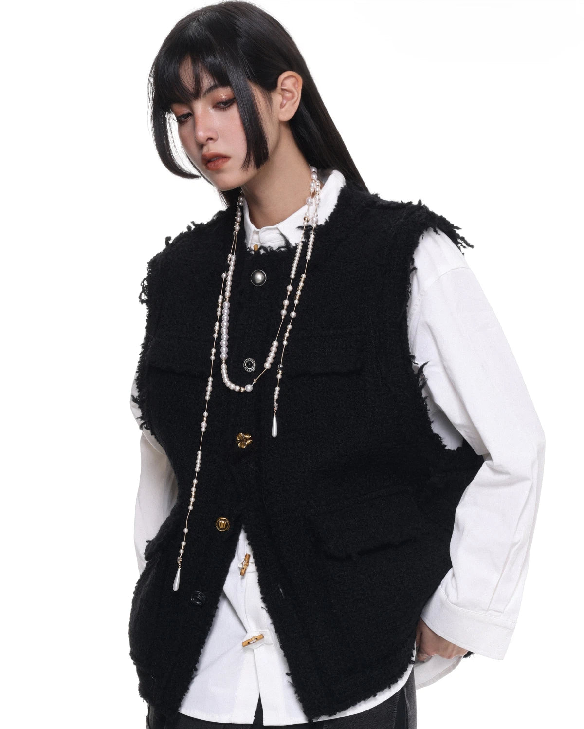 Adjustable Wrapped Broken Pearl Necklace