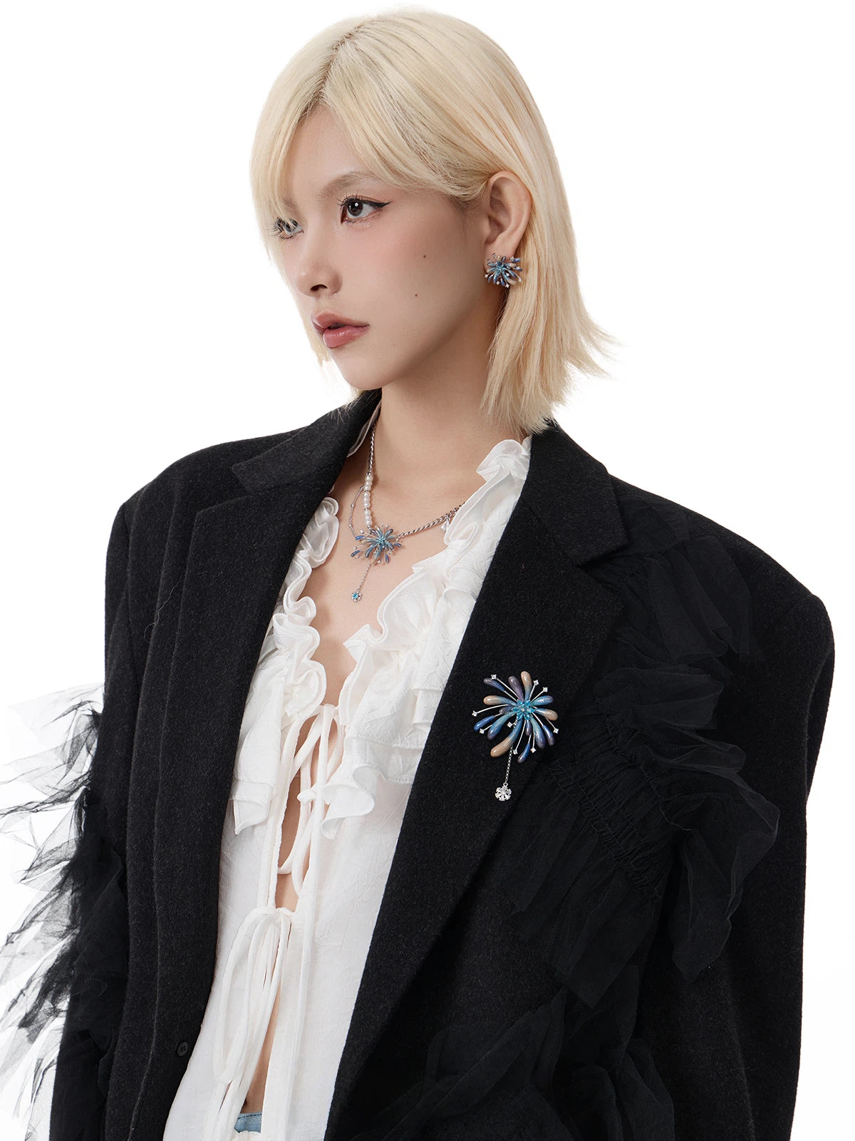 Handmade Gradient Firework Pearl Tassel Necklace