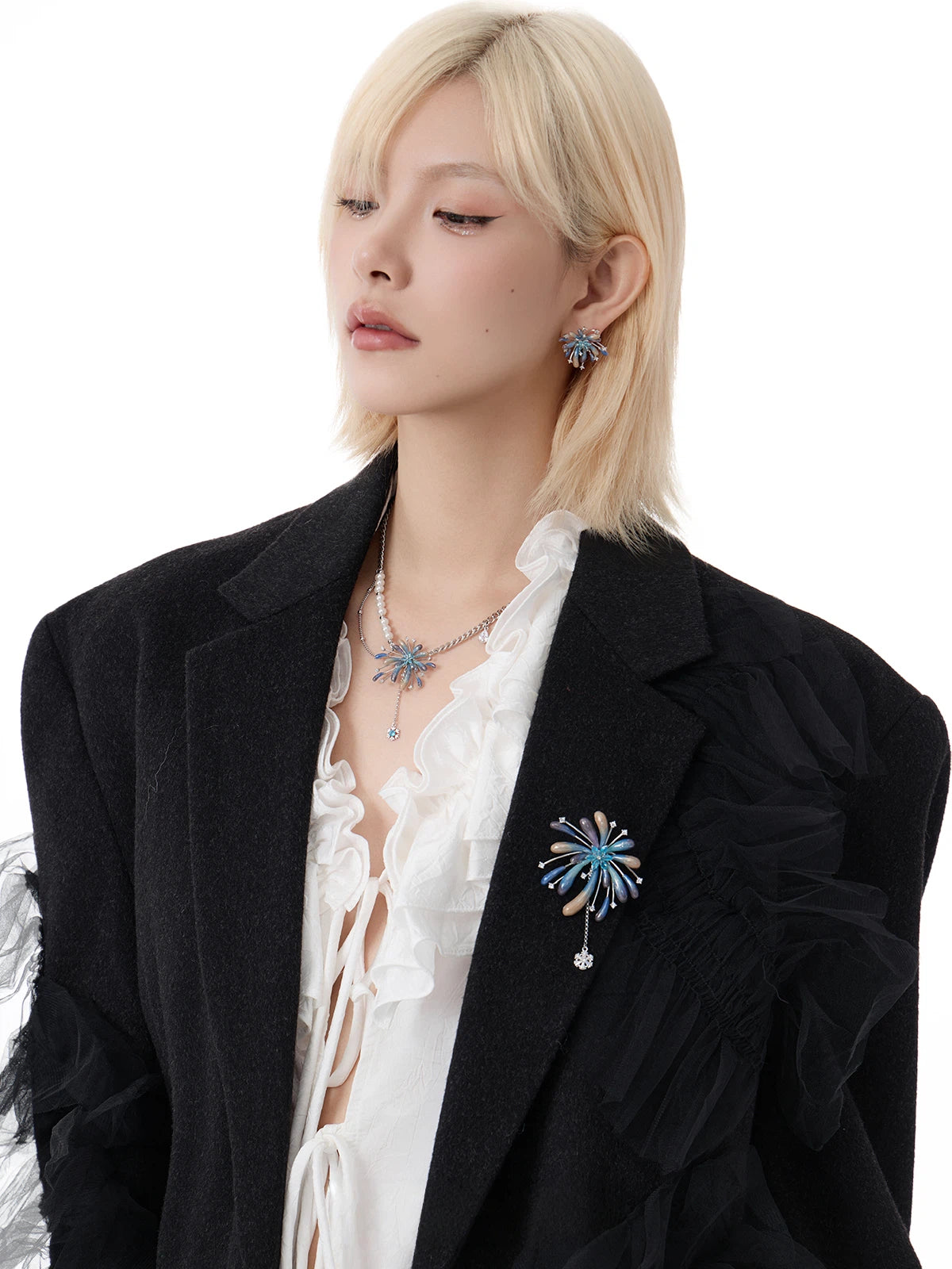 Handmade Gradient Firework Pearl Tassel Necklace