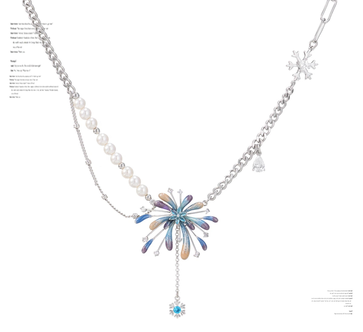Handmade Gradient Firework Pearl Tassel Necklace
