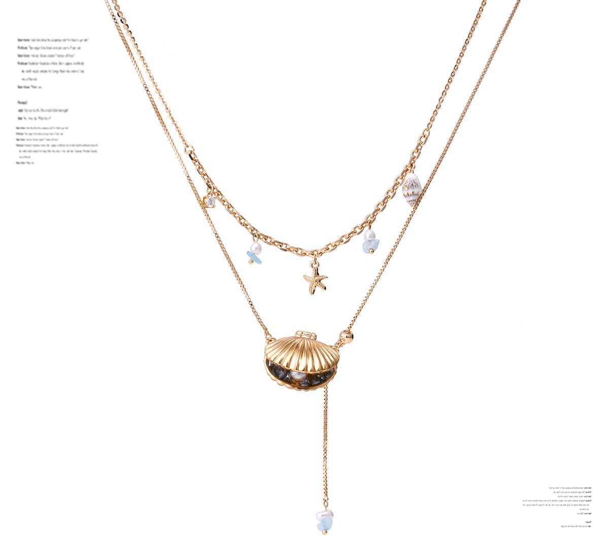 Inspired by seaside elegance, Sanhoostudio’s golden shell necklace combines coastal charm and luxury tones — a must-have for resort or vacation wear.