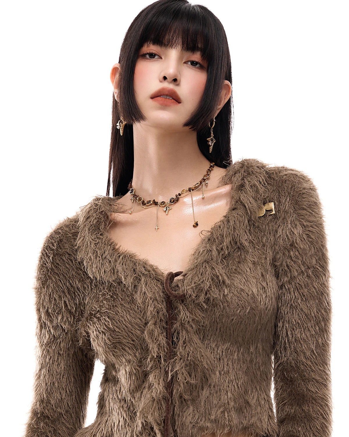 Beaded Tiger Eye Star Tassel Necklace