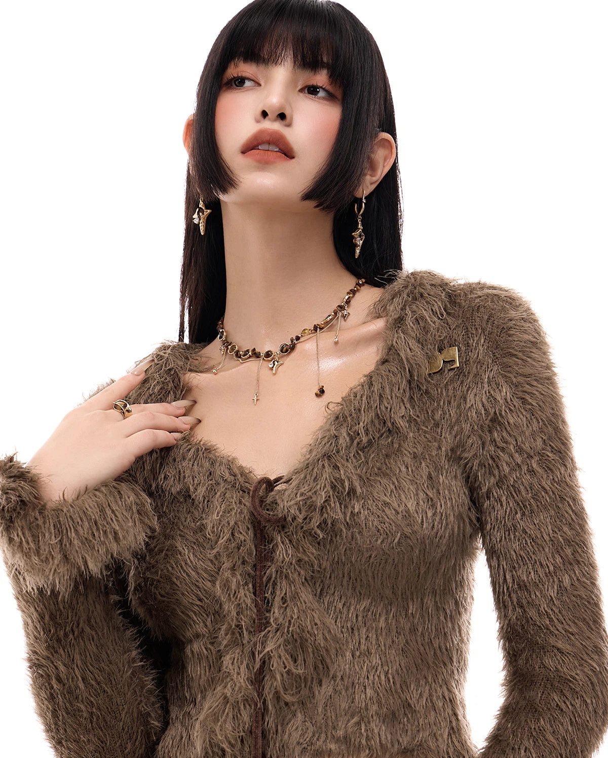 Beaded Tiger Eye Star Tassel Necklace