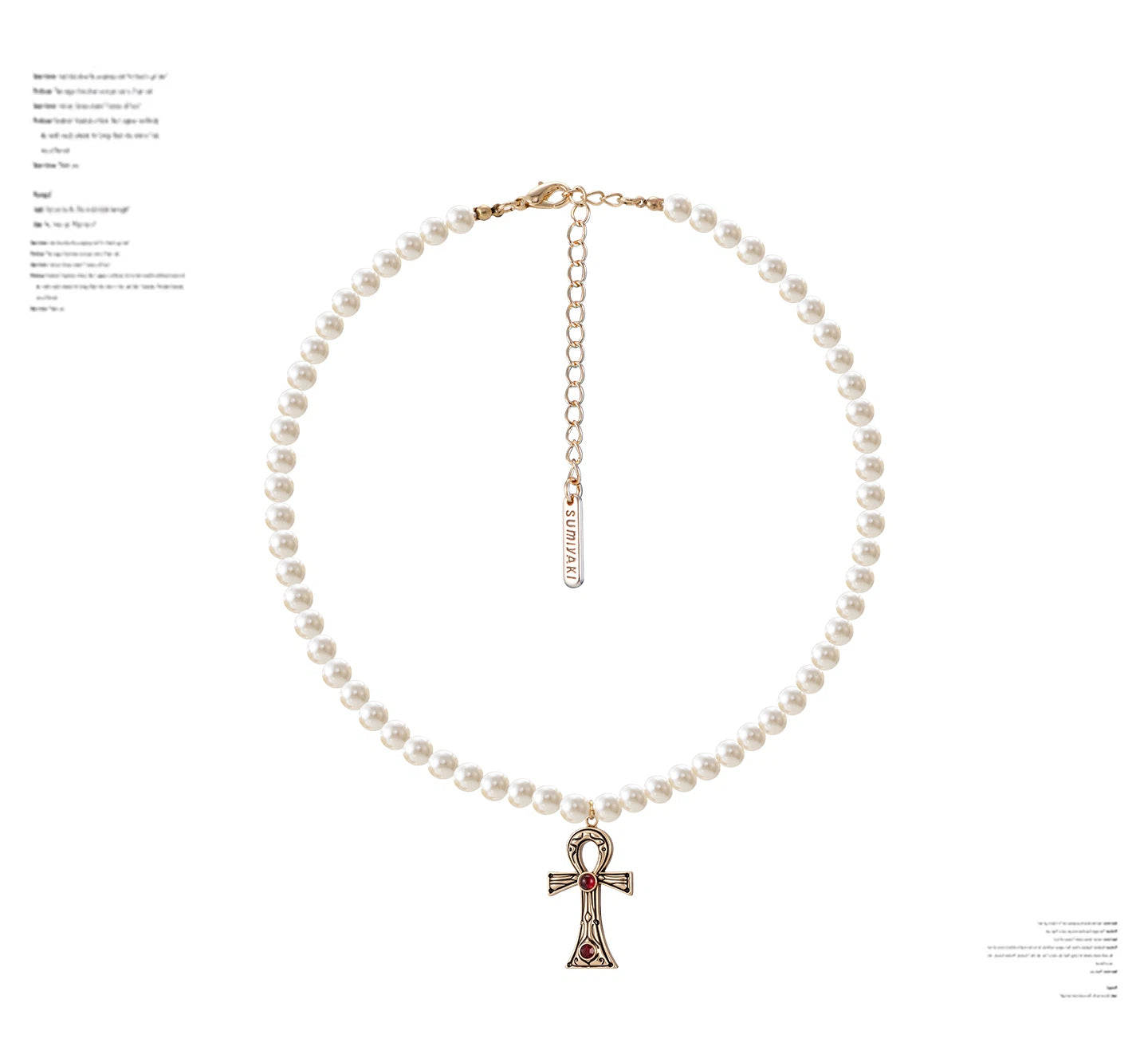 Ankh Cross Pearl Necklace