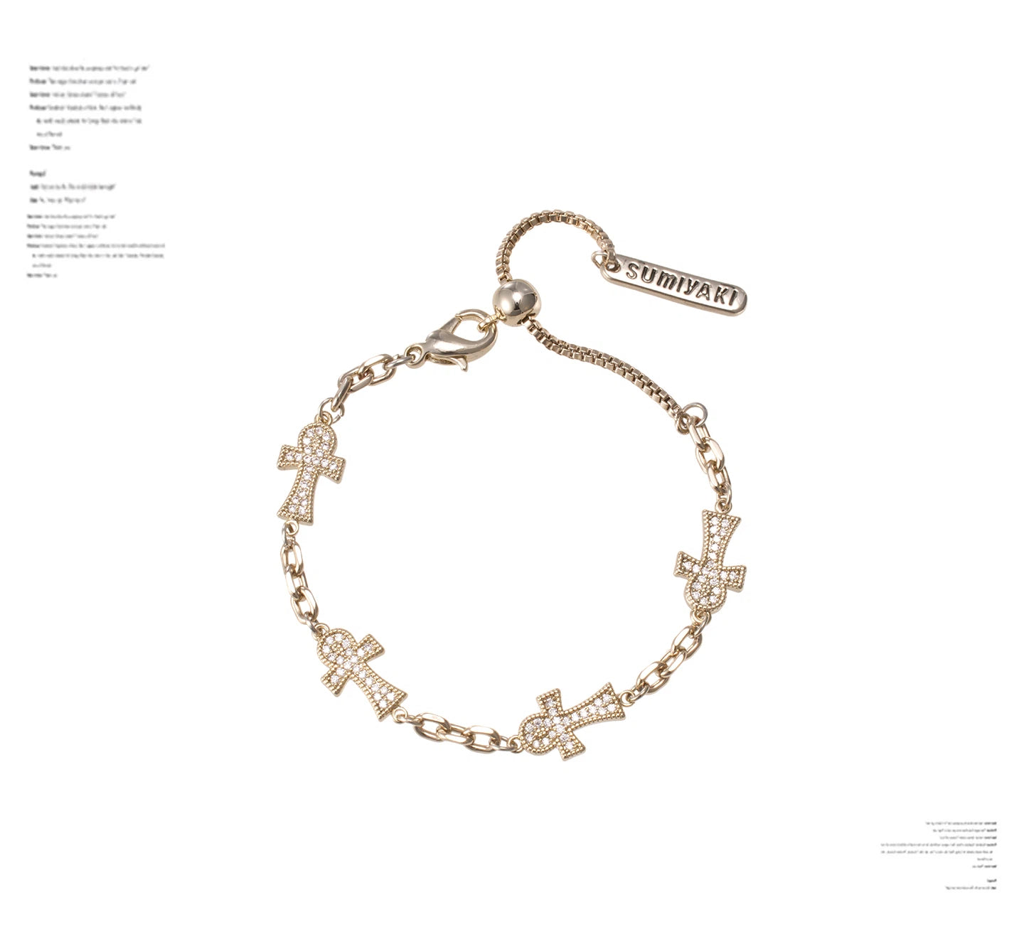 Full Zircon Ankh Adjustable Bracelet