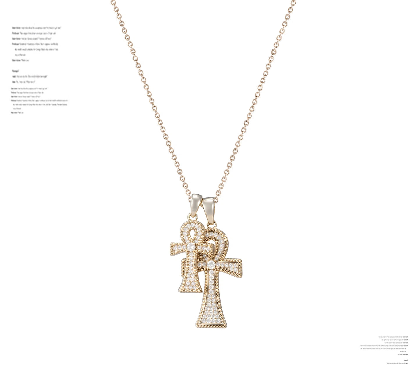 Zircon Ankh Sweater Necklace