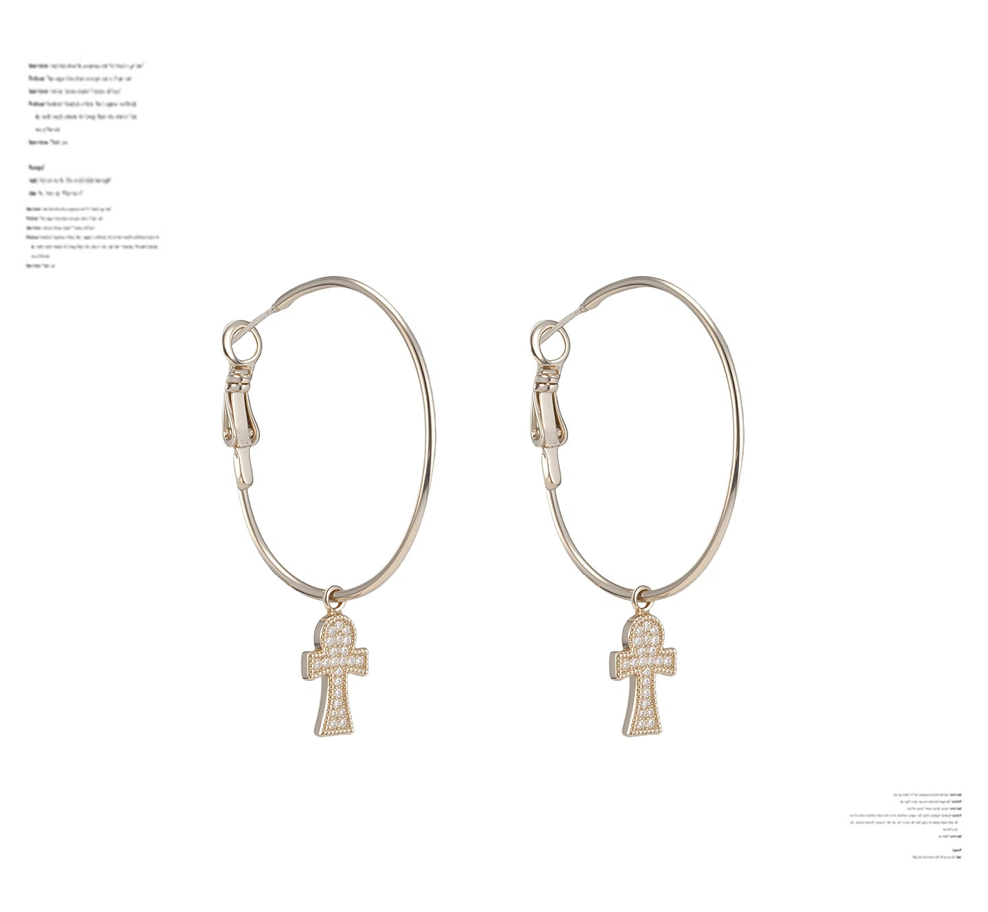 Medium Zircon Ankh Hoop Earrings