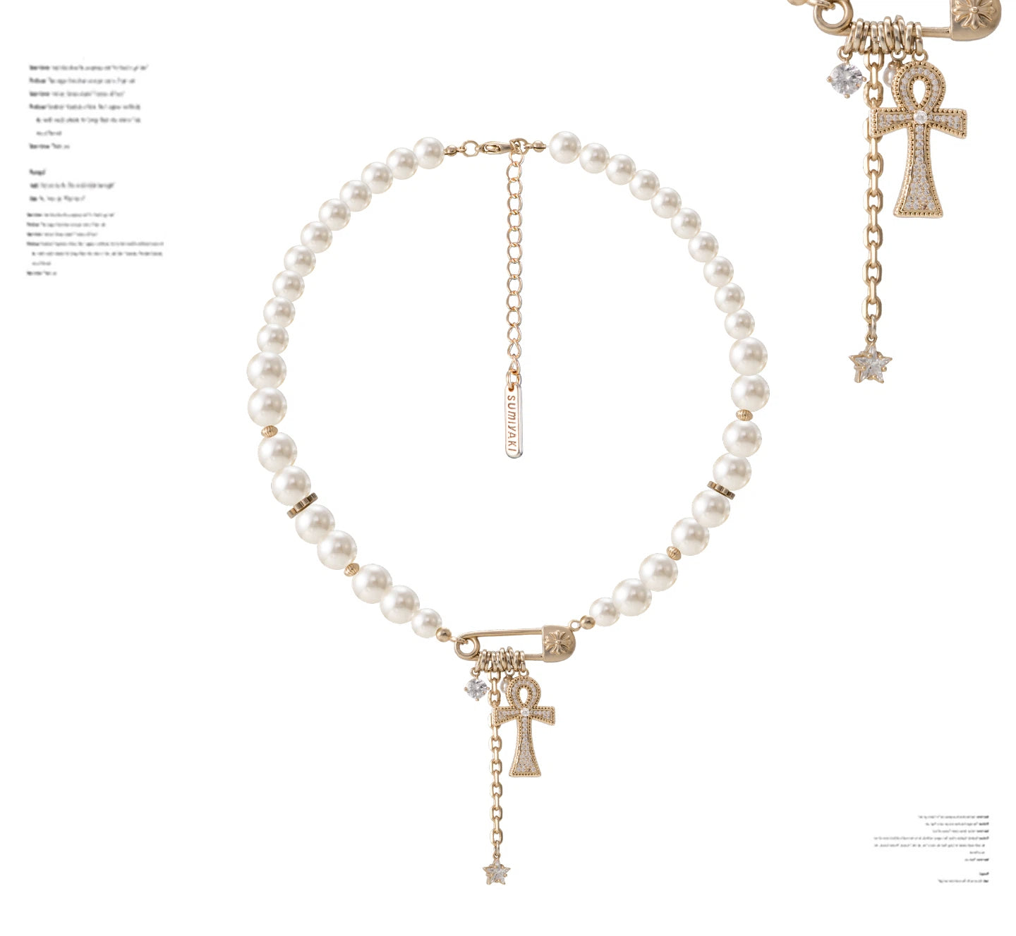 Zircon Ankh Paperclip Chain Necklace