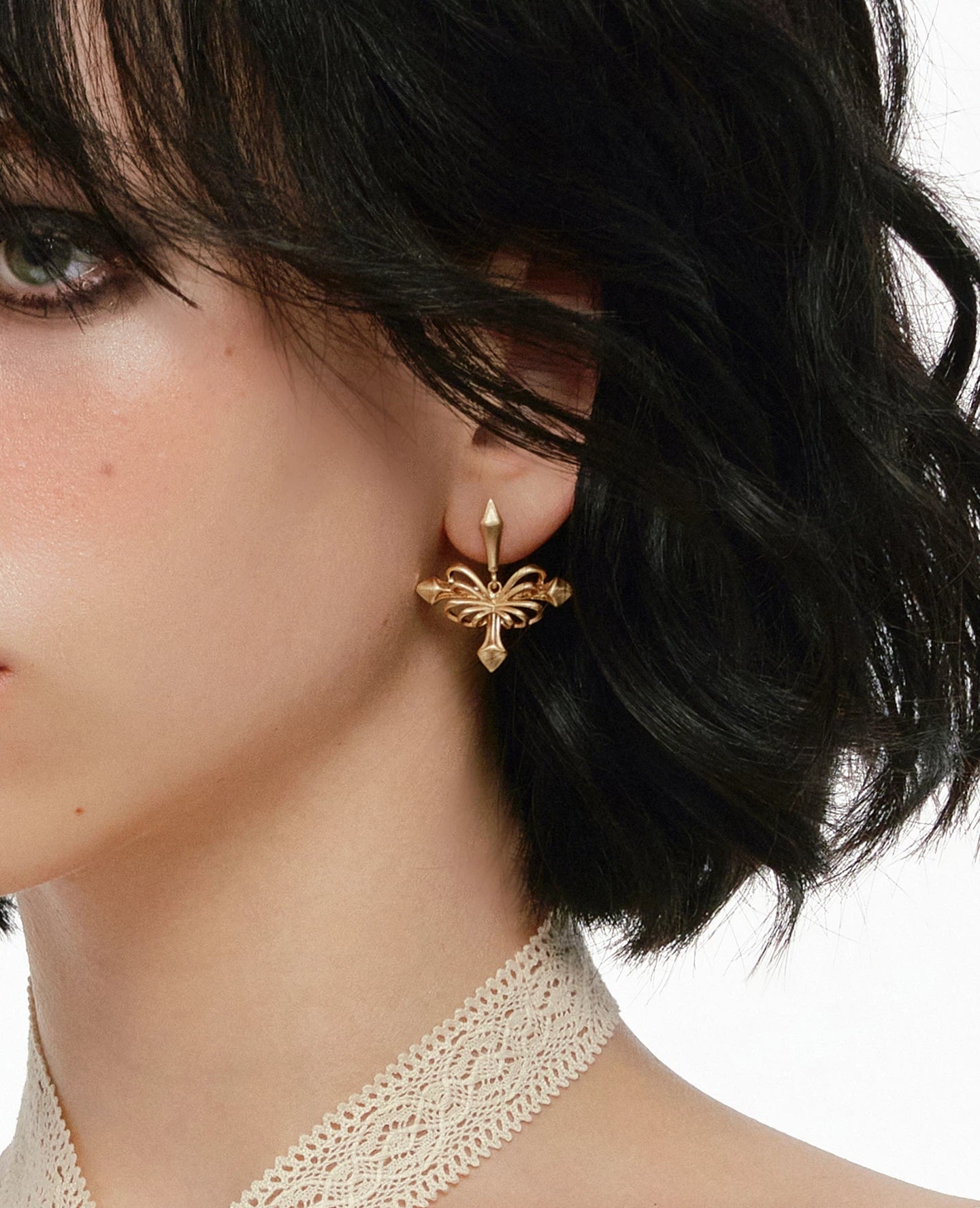 Hollow Butterfly Gold Earrings