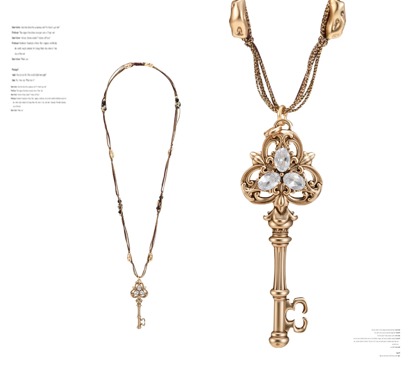 Beaded Key Pendant Sweater Necklace