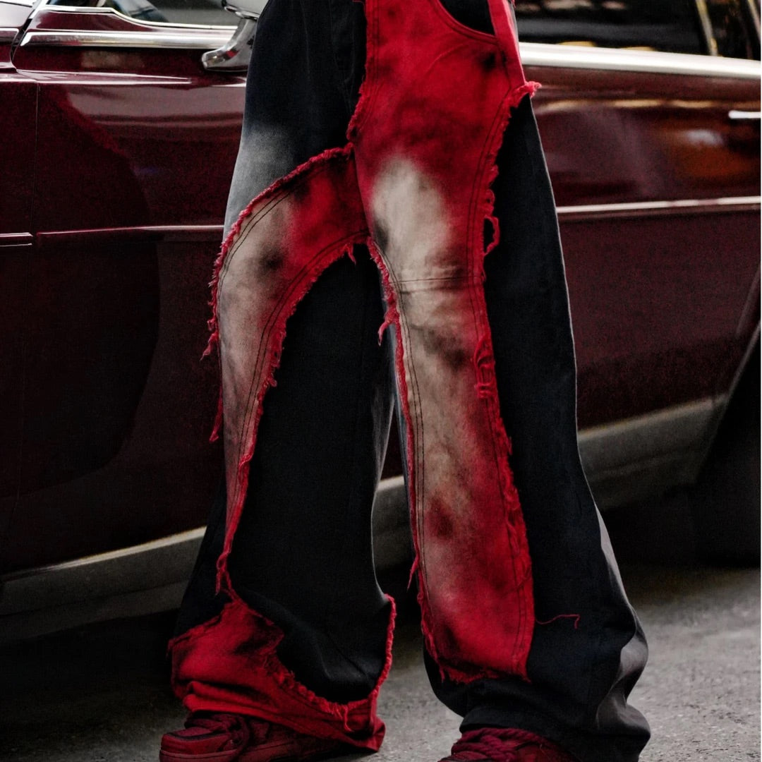 Graffiti Embroidered Hand-Painted Patchwork Jeans