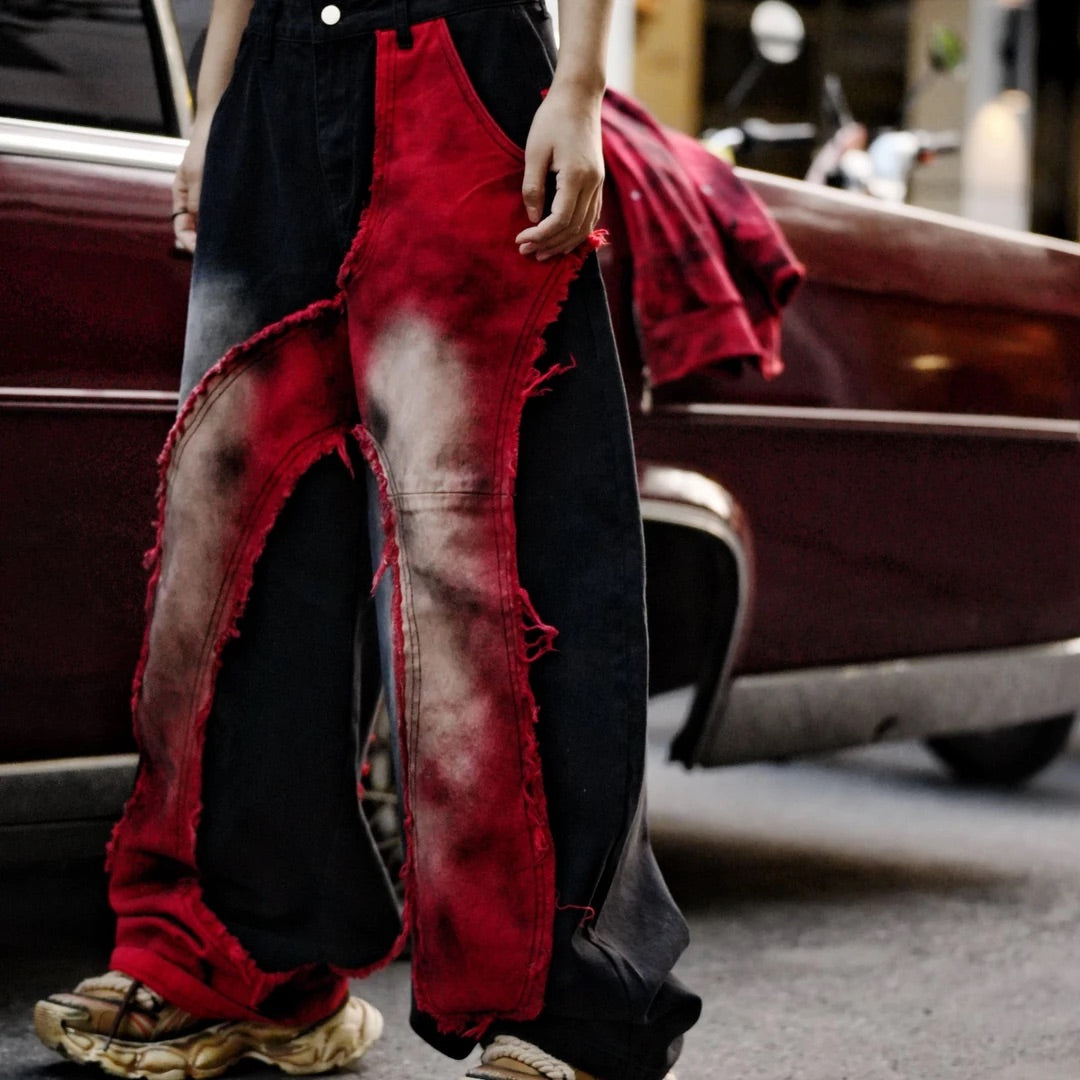 Graffiti Embroidered Hand-Painted Patchwork Jeans