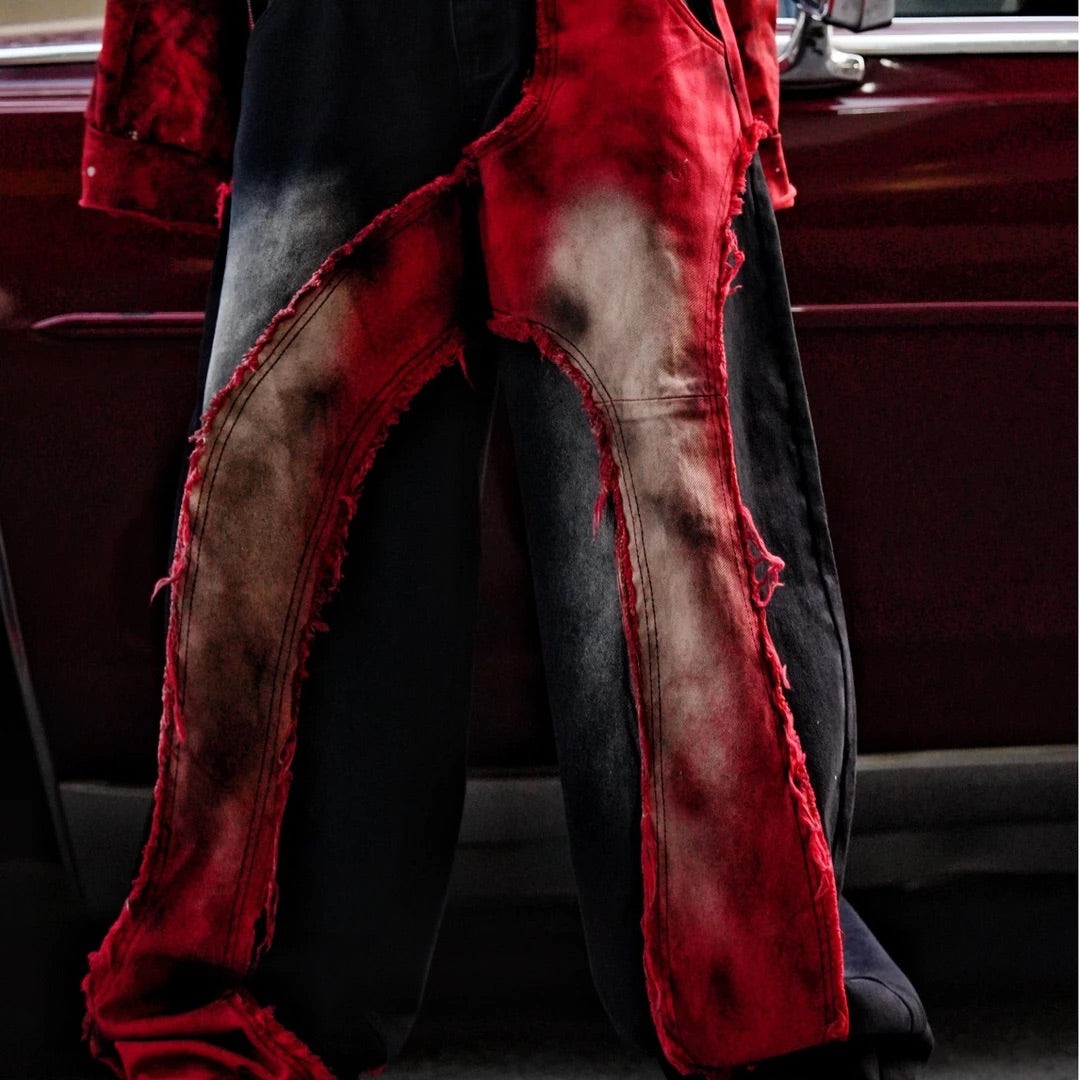 Graffiti Embroidered Hand-Painted Patchwork Jeans