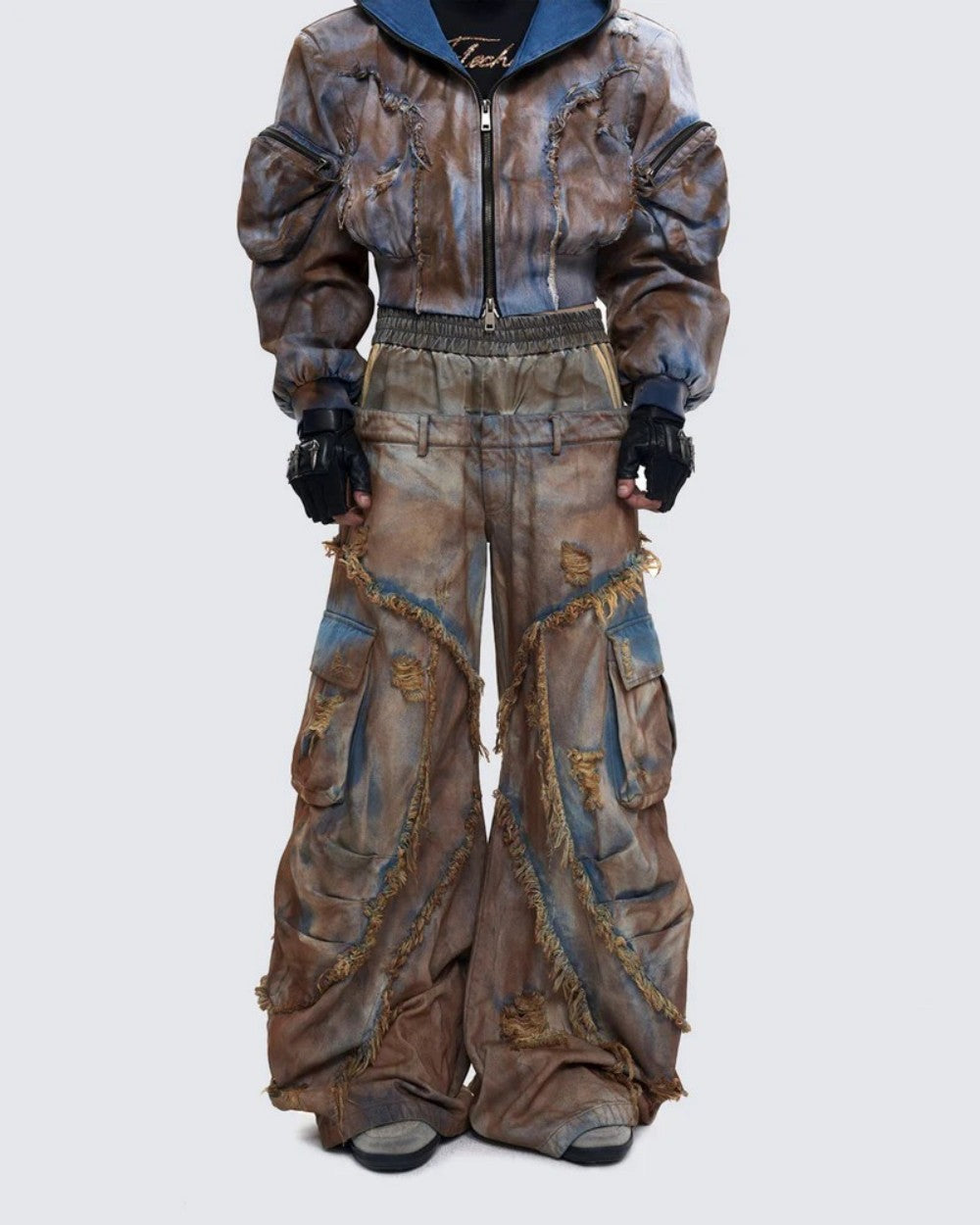 Post-Apocalyptic Dyed Layered Denim Set