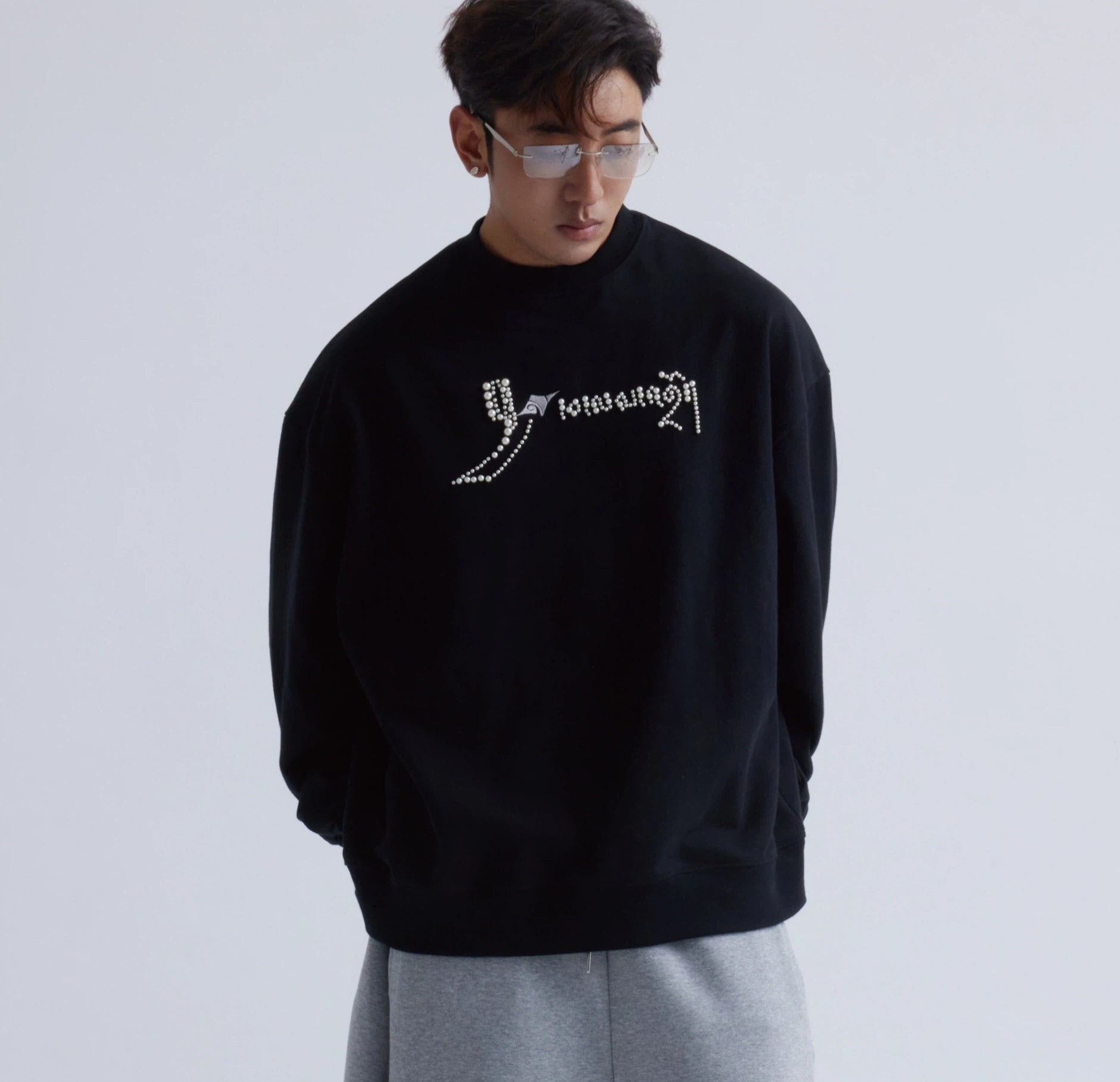Sanhoostudio oversized crewneck sweatshirt designed for relaxed unisex streetwear and everyday layering.