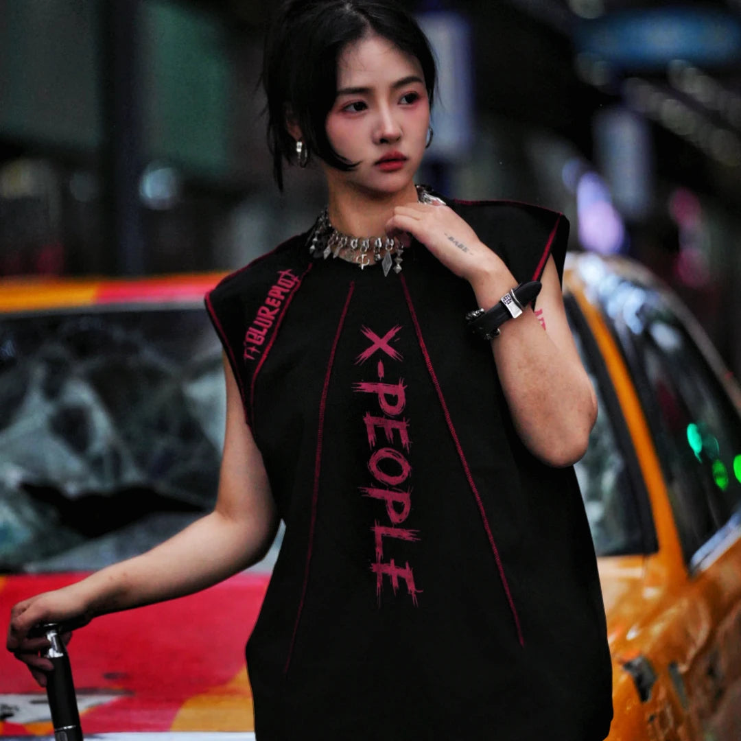 Sanhoostudio short sleeve T-shirt featuring patchwork design and graphic print with an oversized fit silhouette. Designed for modern streetwear styling with breathable comfort and versatile everyday wear.