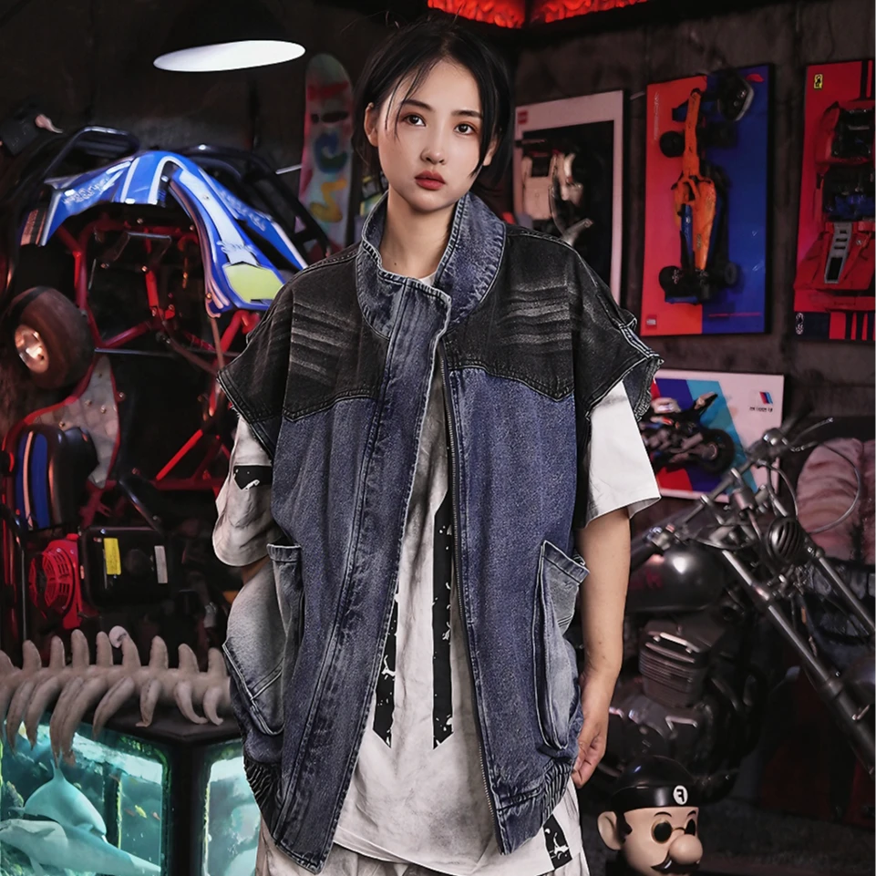 Sanhoostudio denim jacket featuring hand-painted graffiti artwork, distressed wash treatment, mud-dye effects, and an oversized silhouette. Designed for premium streetwear styling with strong visual character and versatile layering appeal.
