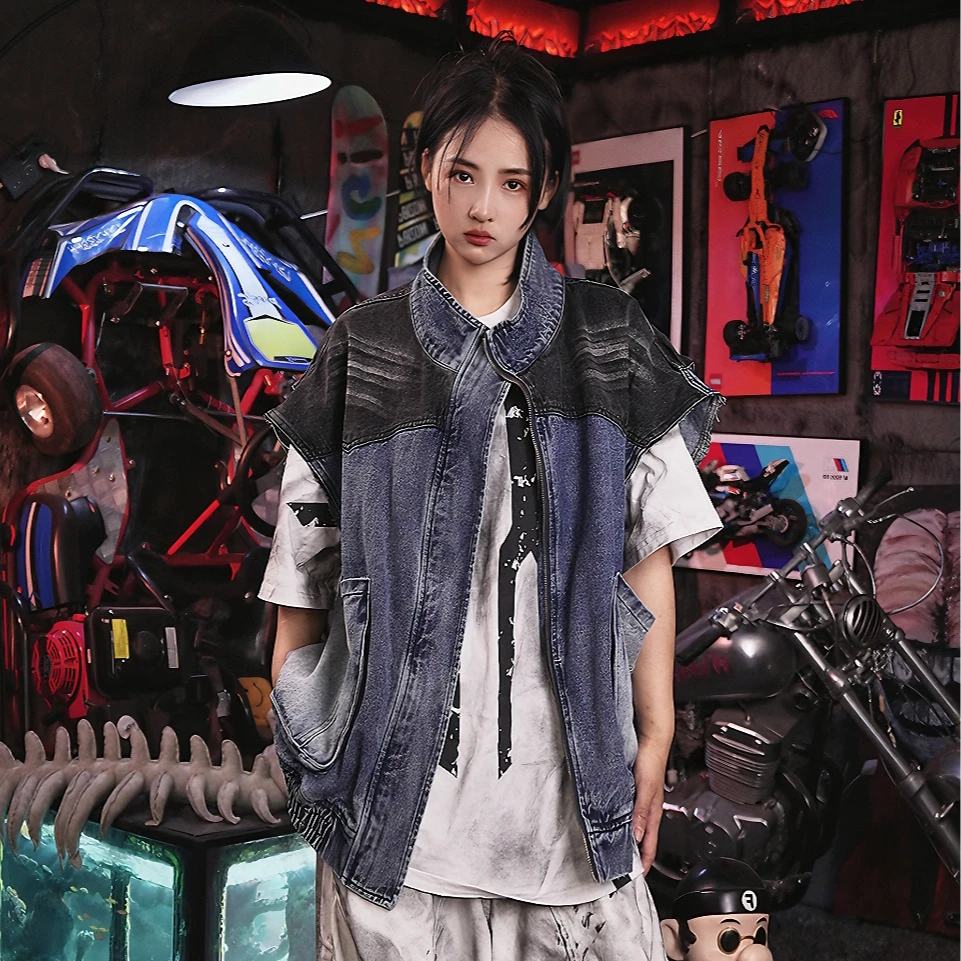 Sanhoostudio denim jacket featuring hand-painted graffiti artwork, distressed wash treatment, mud-dye effects, and an oversized silhouette. Designed for premium streetwear styling with strong visual character and versatile layering appeal.