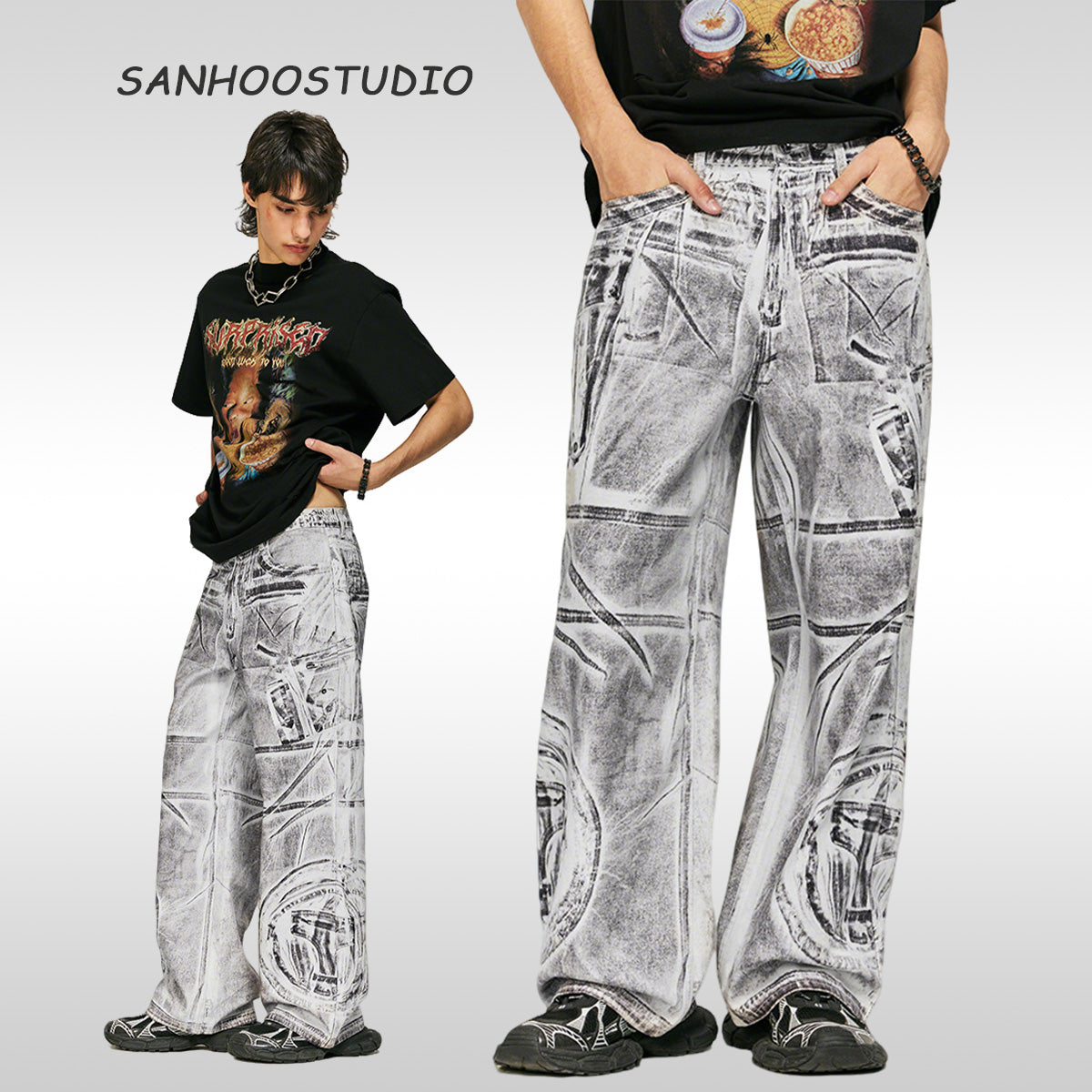 Distressed Tie Dye Dirty Jeans