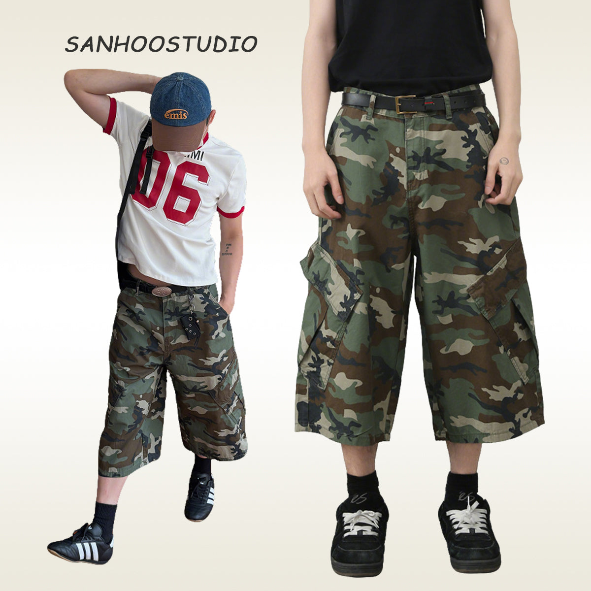 Street Multi-Pocket Camouflage Denim Shorts – Explore detailed design, fit, and craftsmanship at sanhoostudio. Unisex style and premium materials.