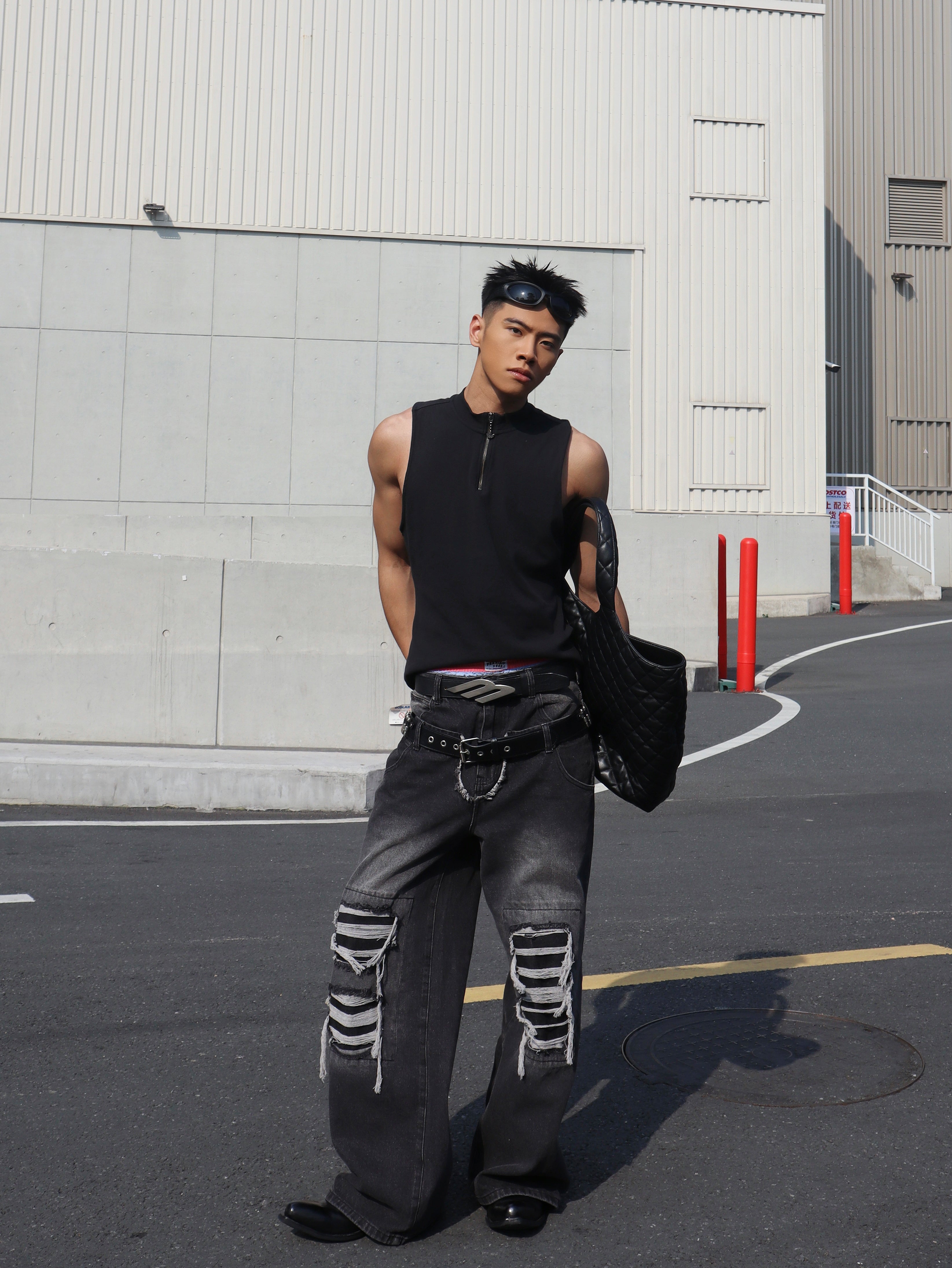 Ripped Straight-Leg Baggy Jeans