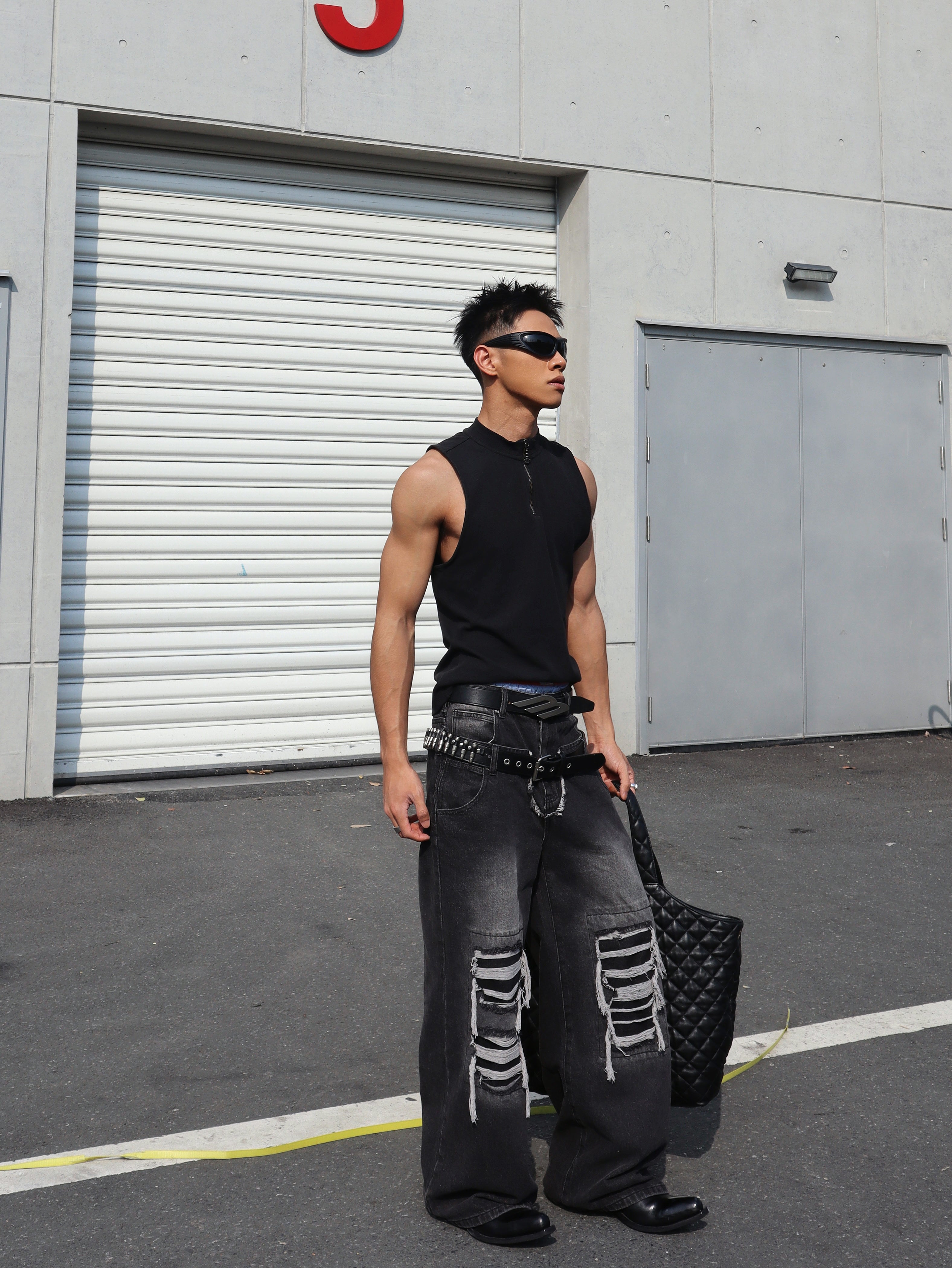 Ripped Straight-Leg Baggy Jeans