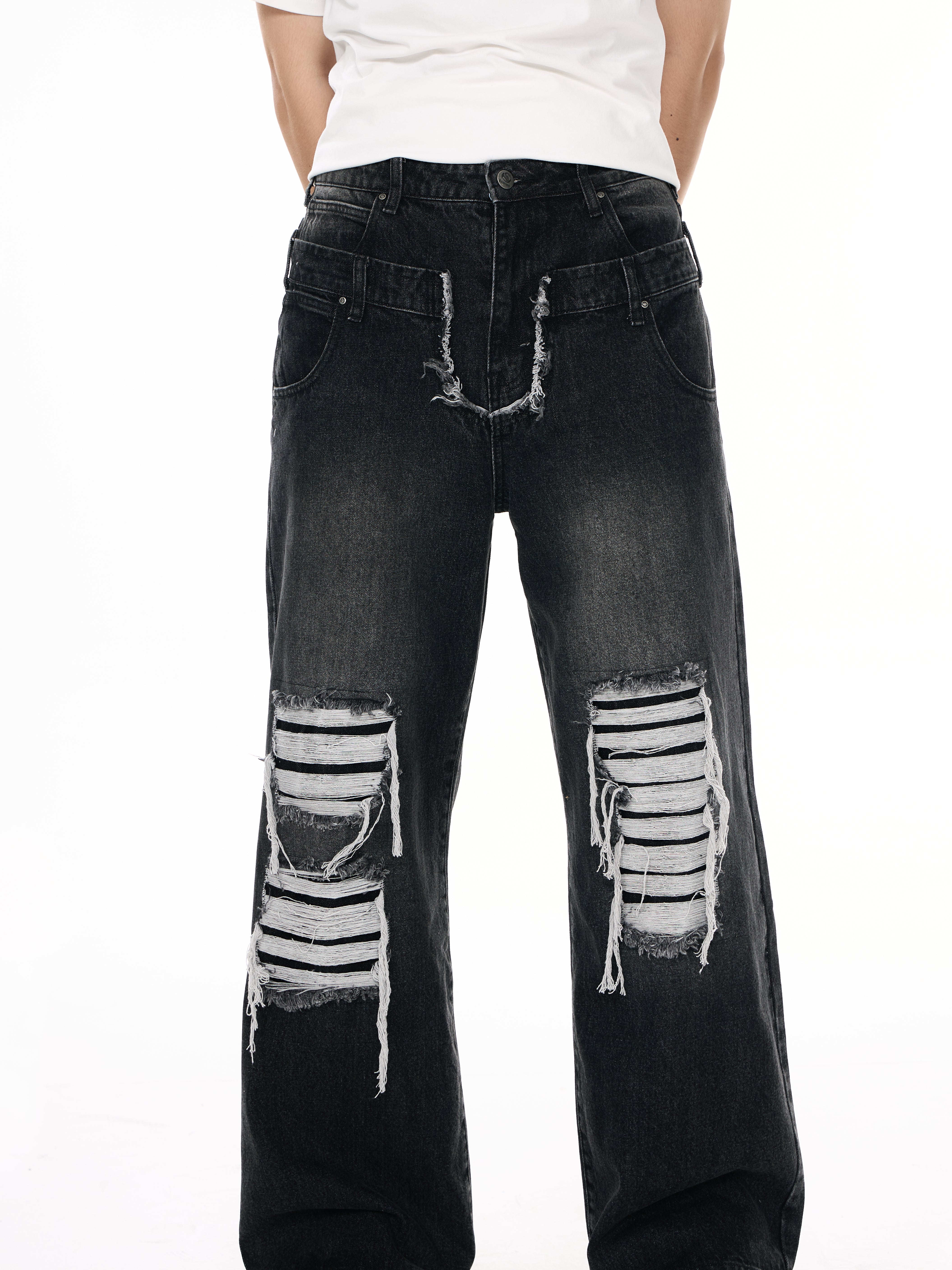 Ripped Straight-Leg Baggy Jeans