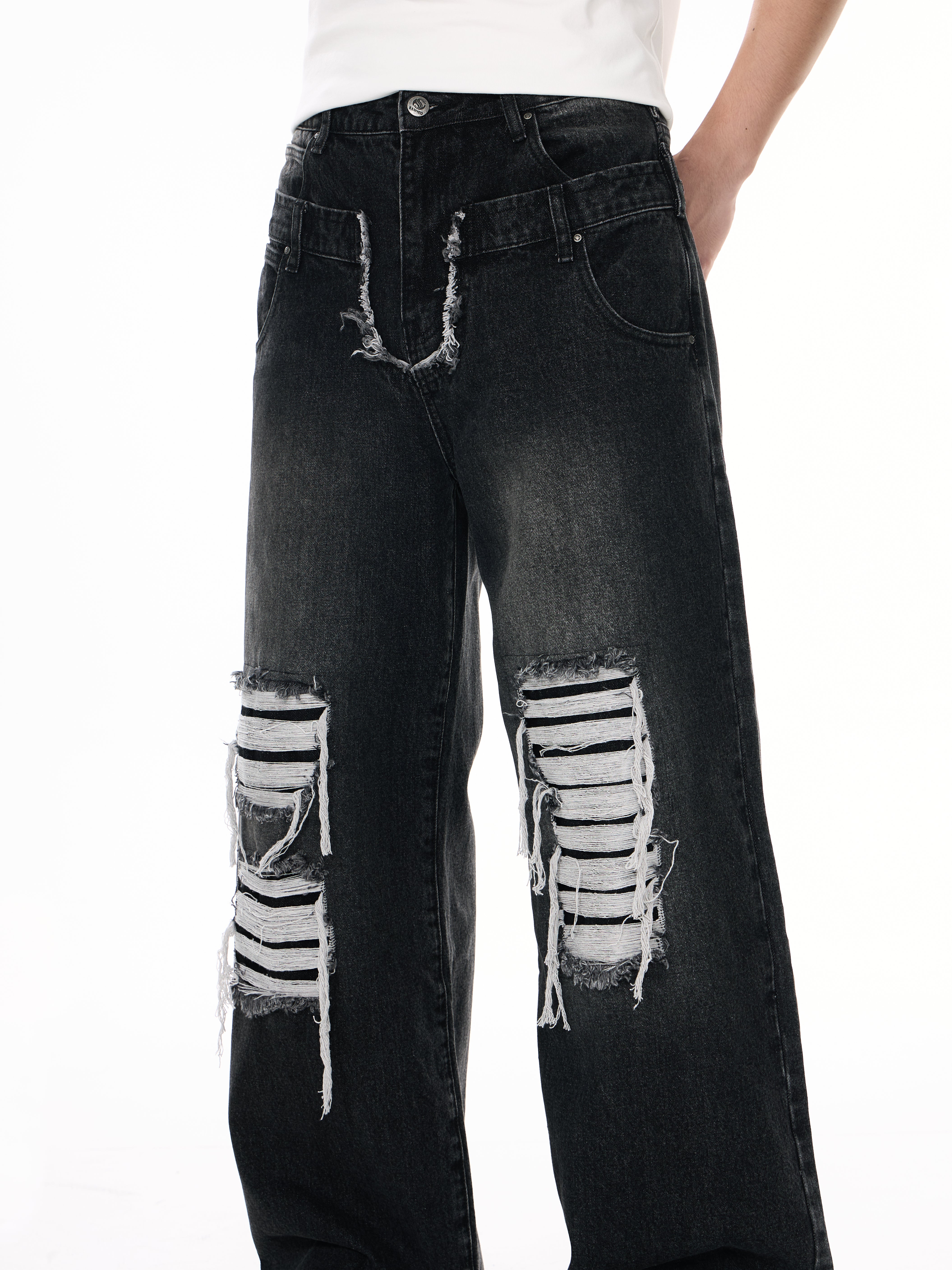 Ripped Straight-Leg Baggy Jeans
