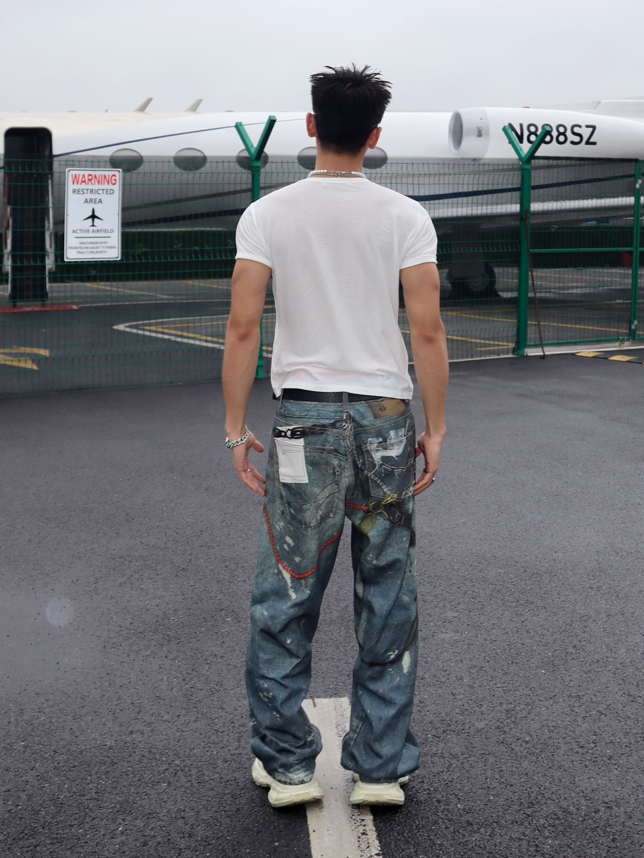 3D Digital Printed Ink-splashed Jeans