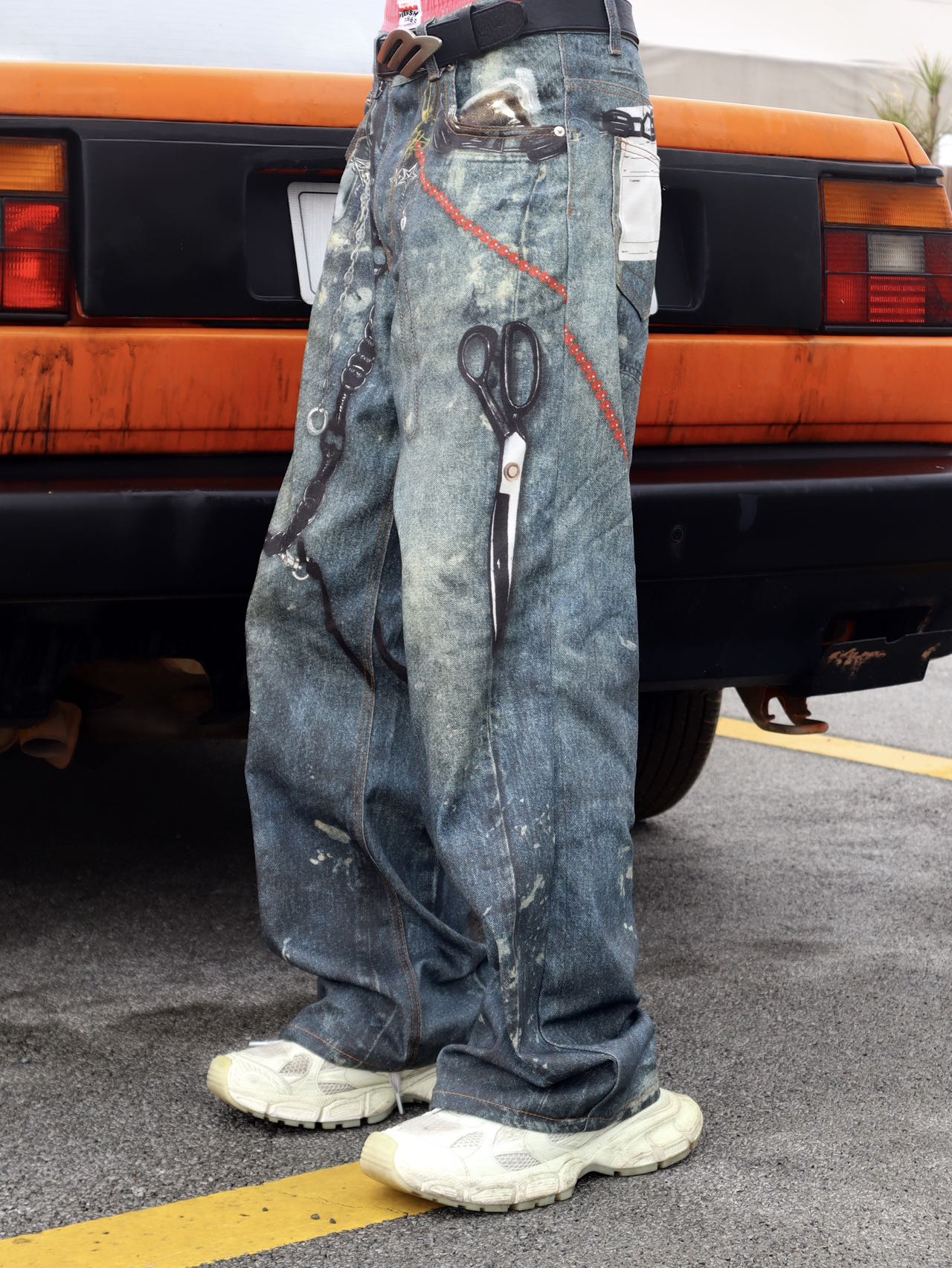 3D Digital Printed Ink-splashed Jeans