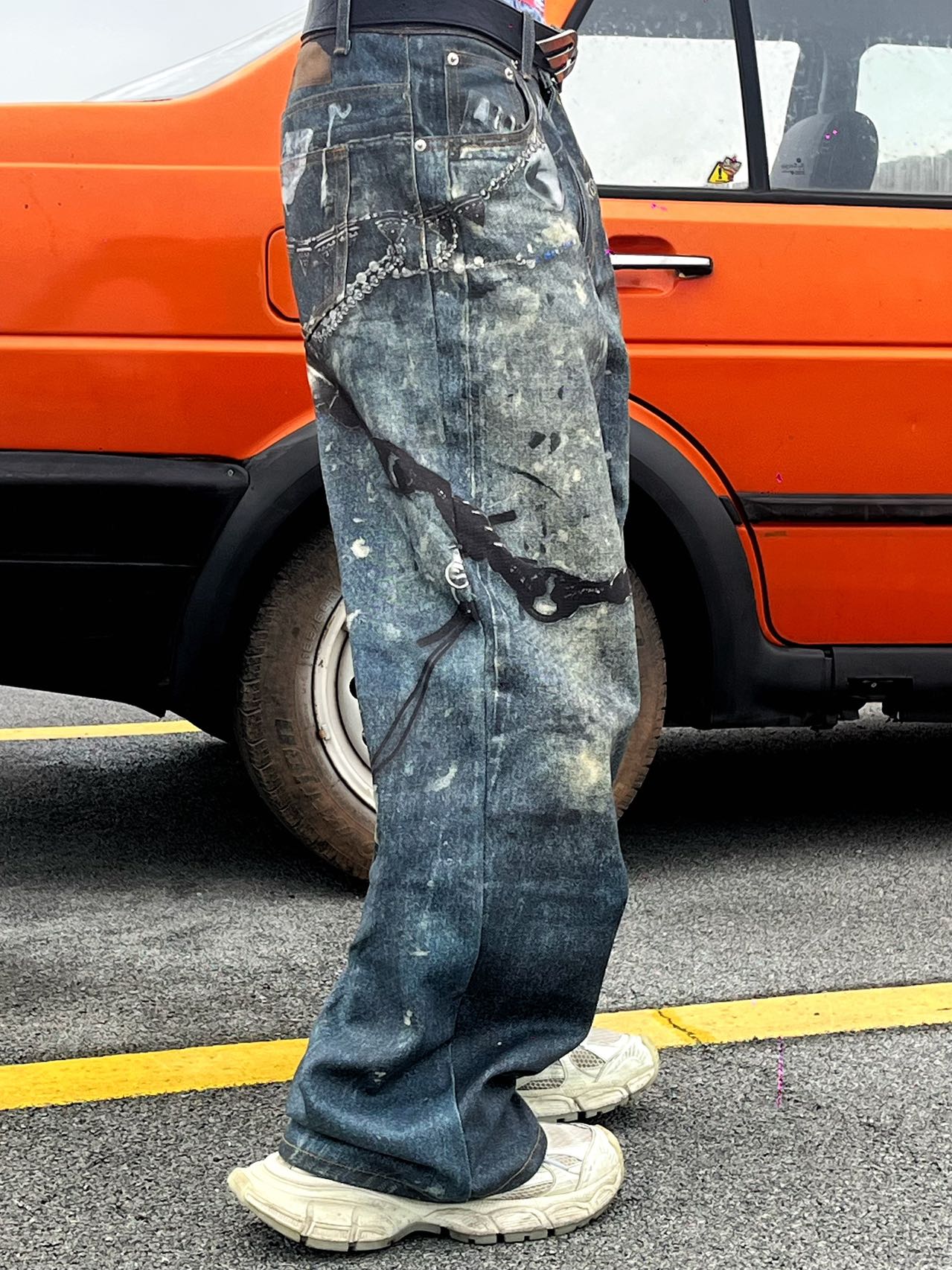 3D Digital Printed Ink-splashed Jeans