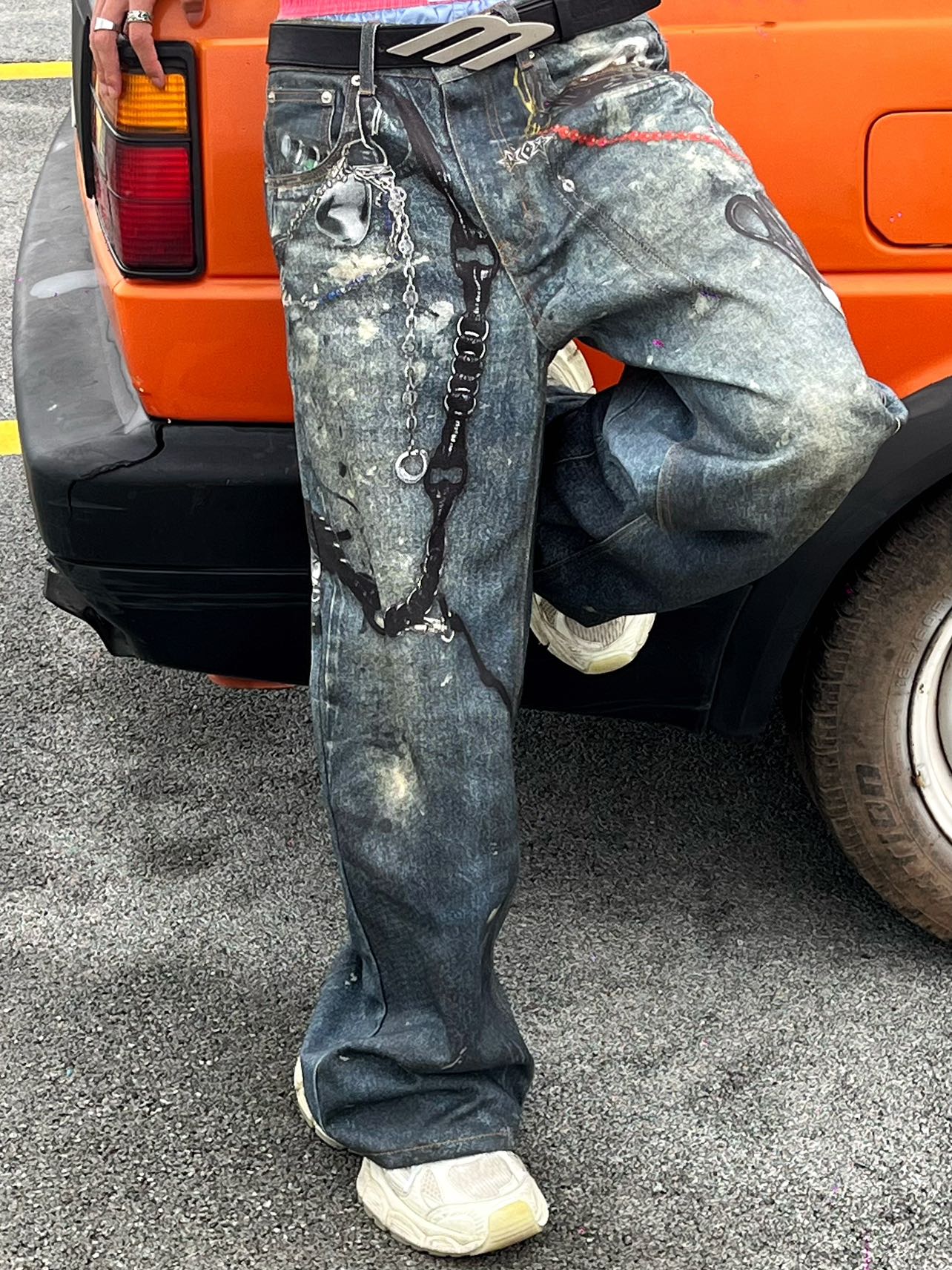3D Digital Printed Ink-splashed Jeans