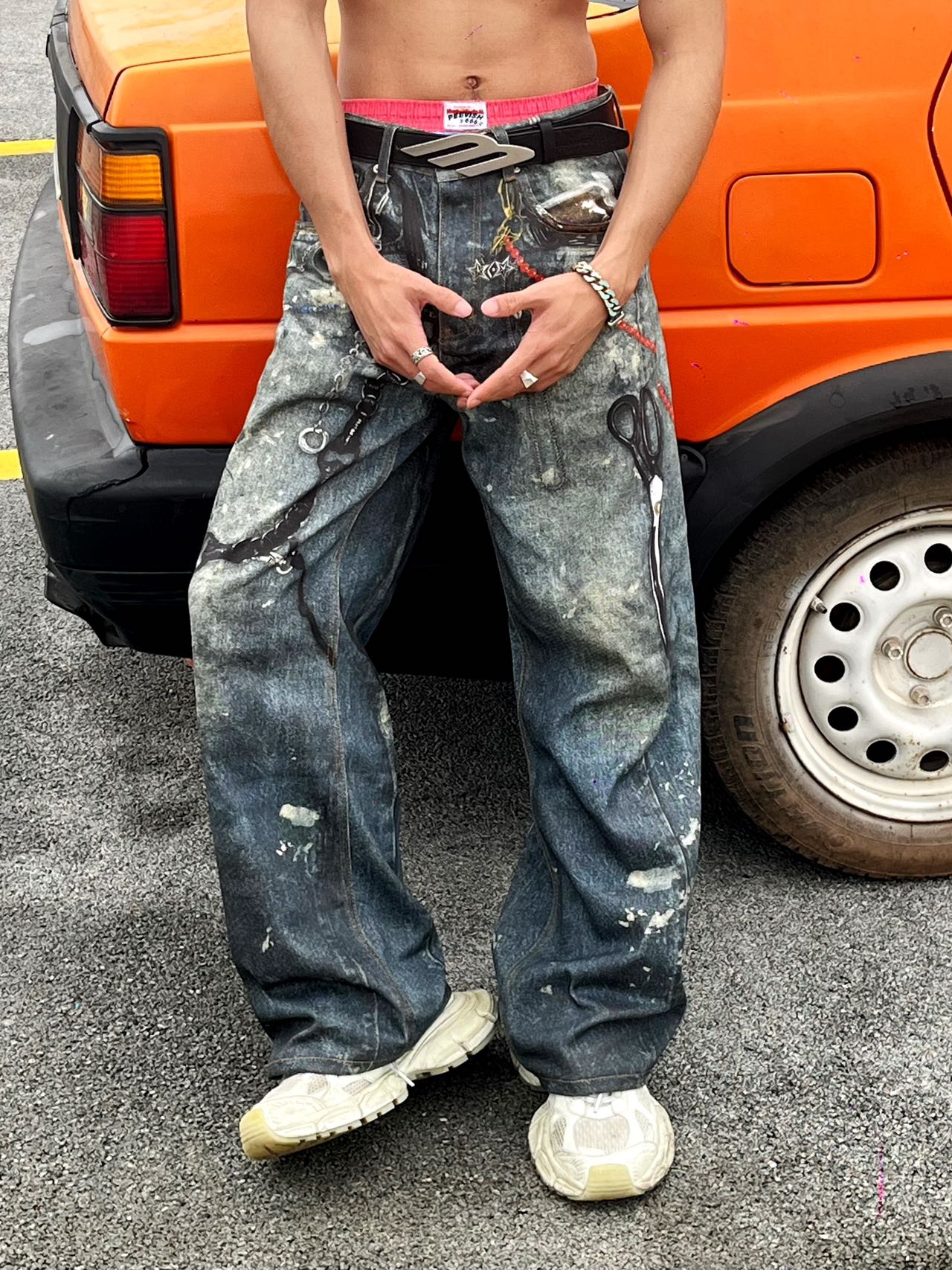 3D Digital Printed Ink-splashed Jeans