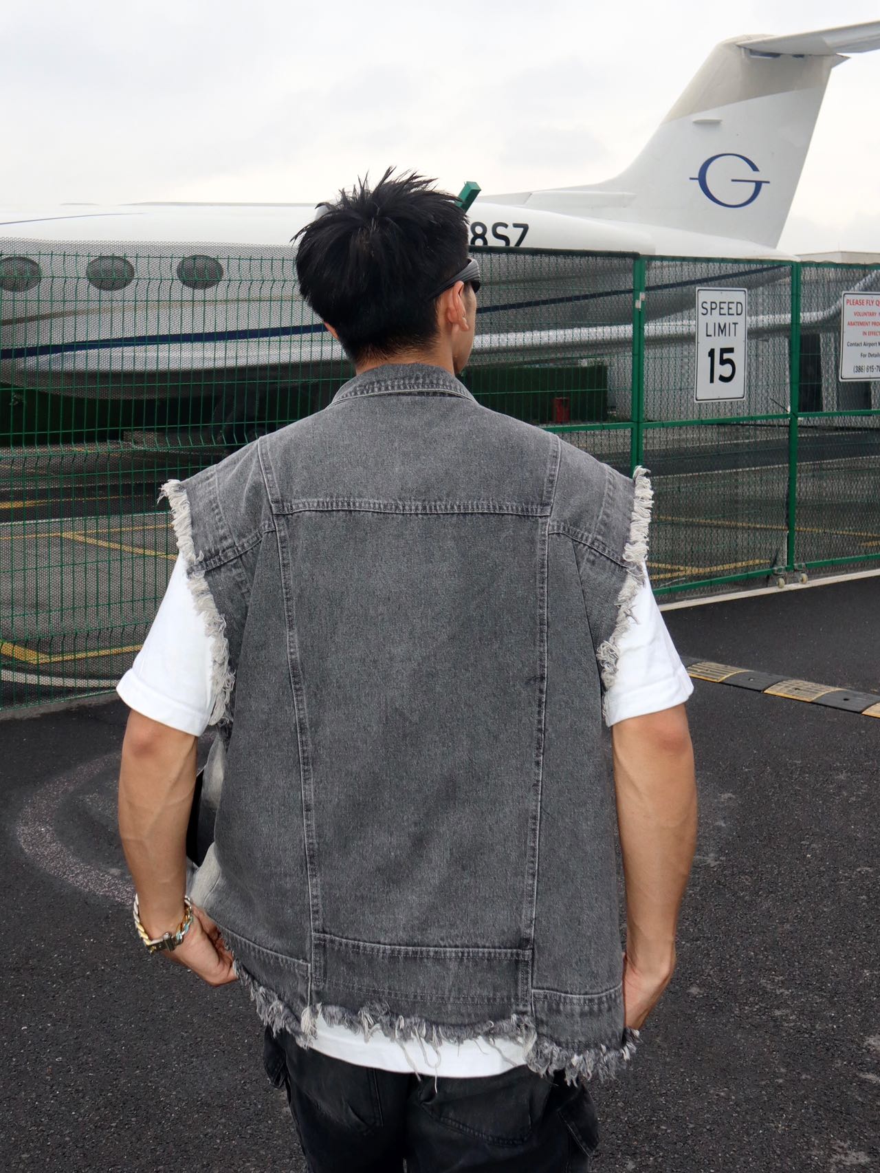 Digital Gradient Print Denim Vest