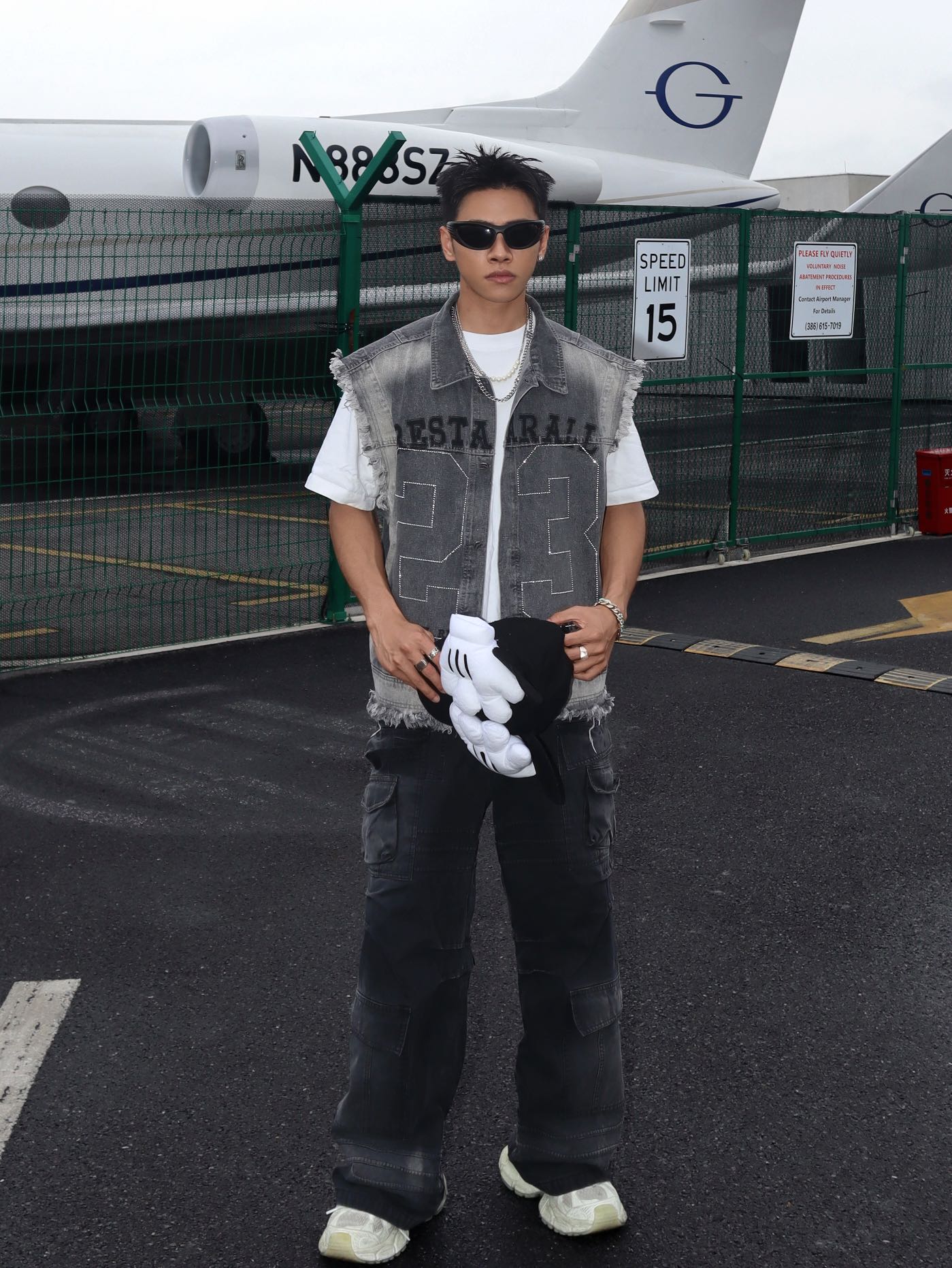 Digital Gradient Print Denim Vest