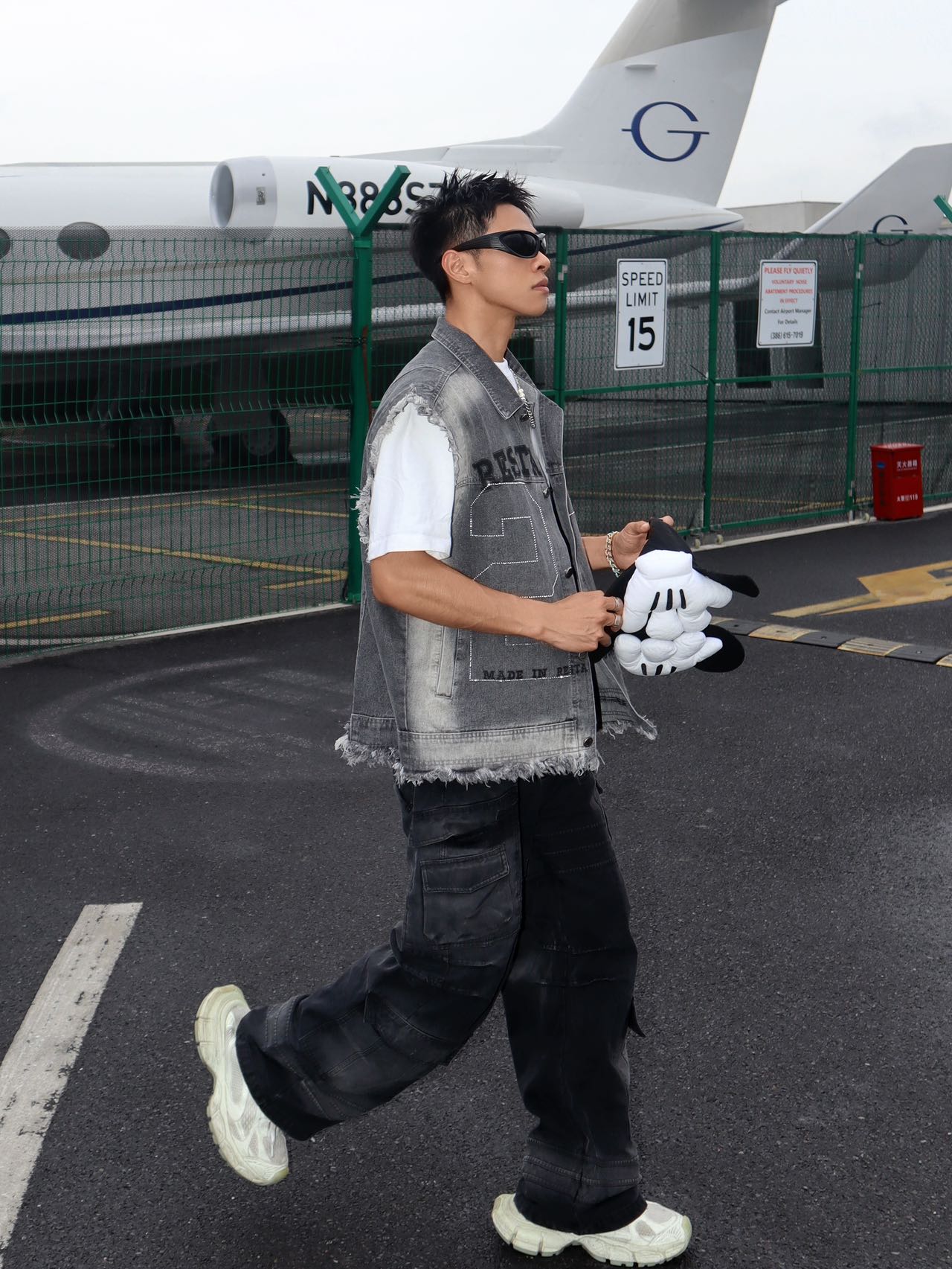 Digital Gradient Print Denim Vest