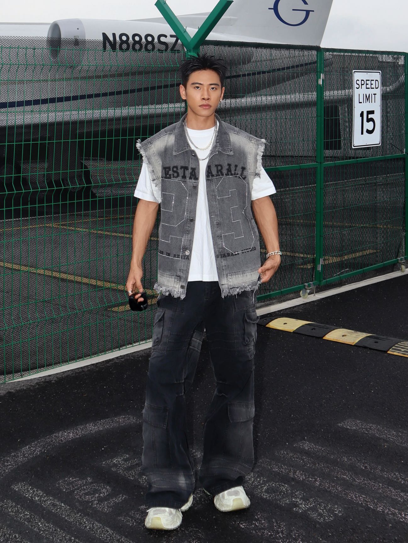 Digital Gradient Print Denim Vest