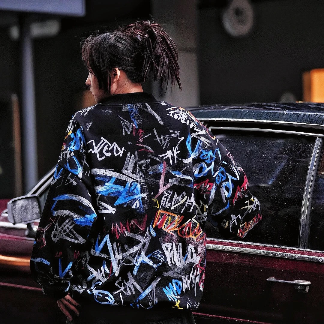 Oversized Street Graffiti Sweatshirt (Pre-order, Ships Within 20 Days)