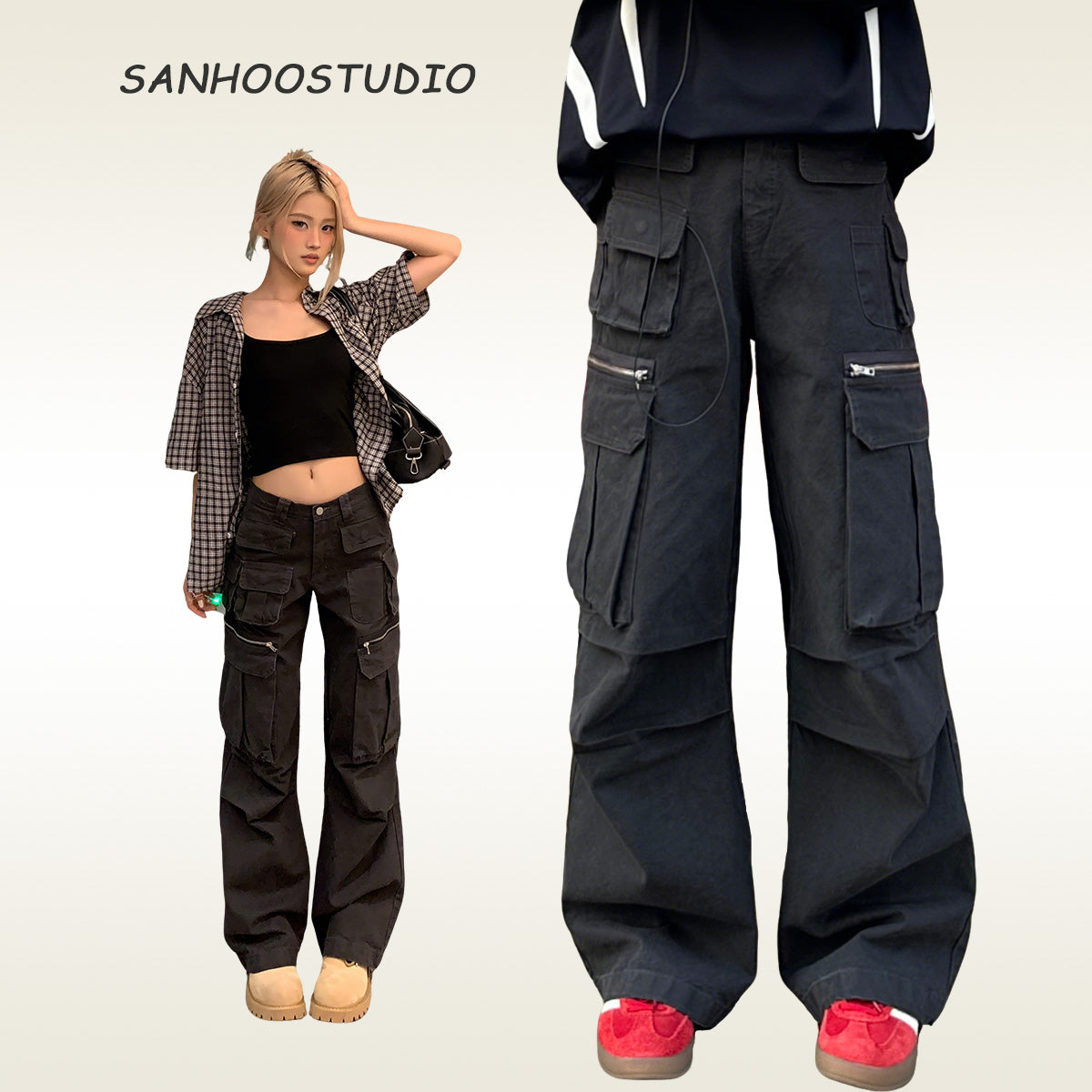 【25s Aug.】Vintage Washed Multi-Pocket Straight Cargo Pants