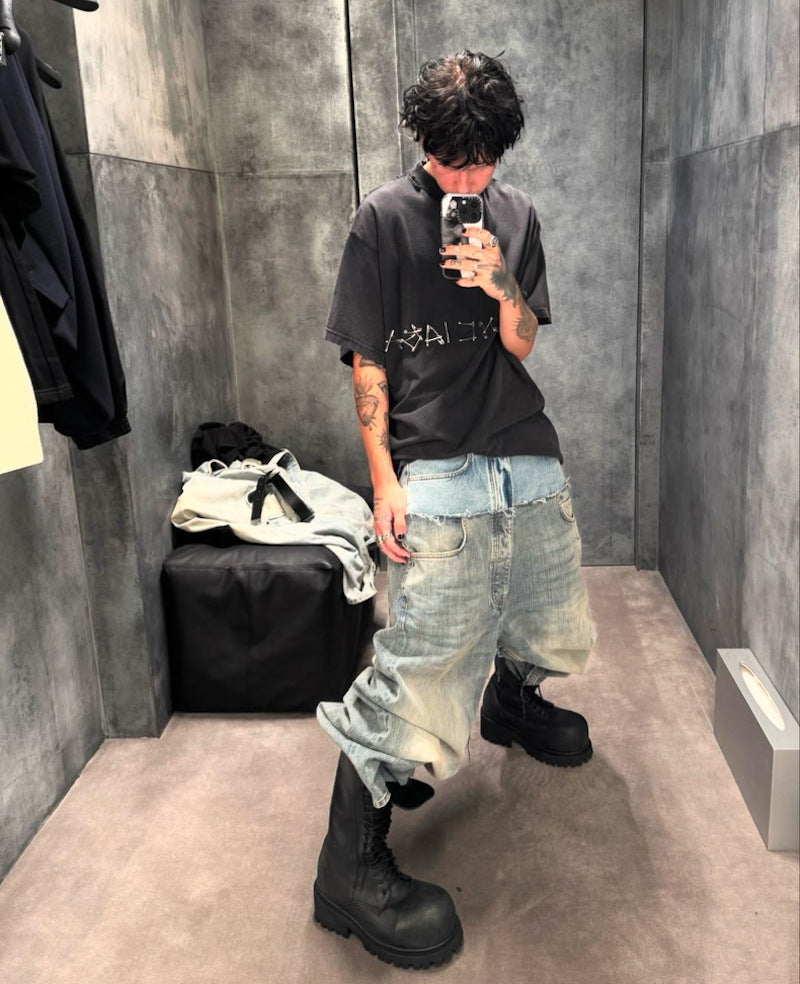 High Street Double-Layered Baggy Jeans