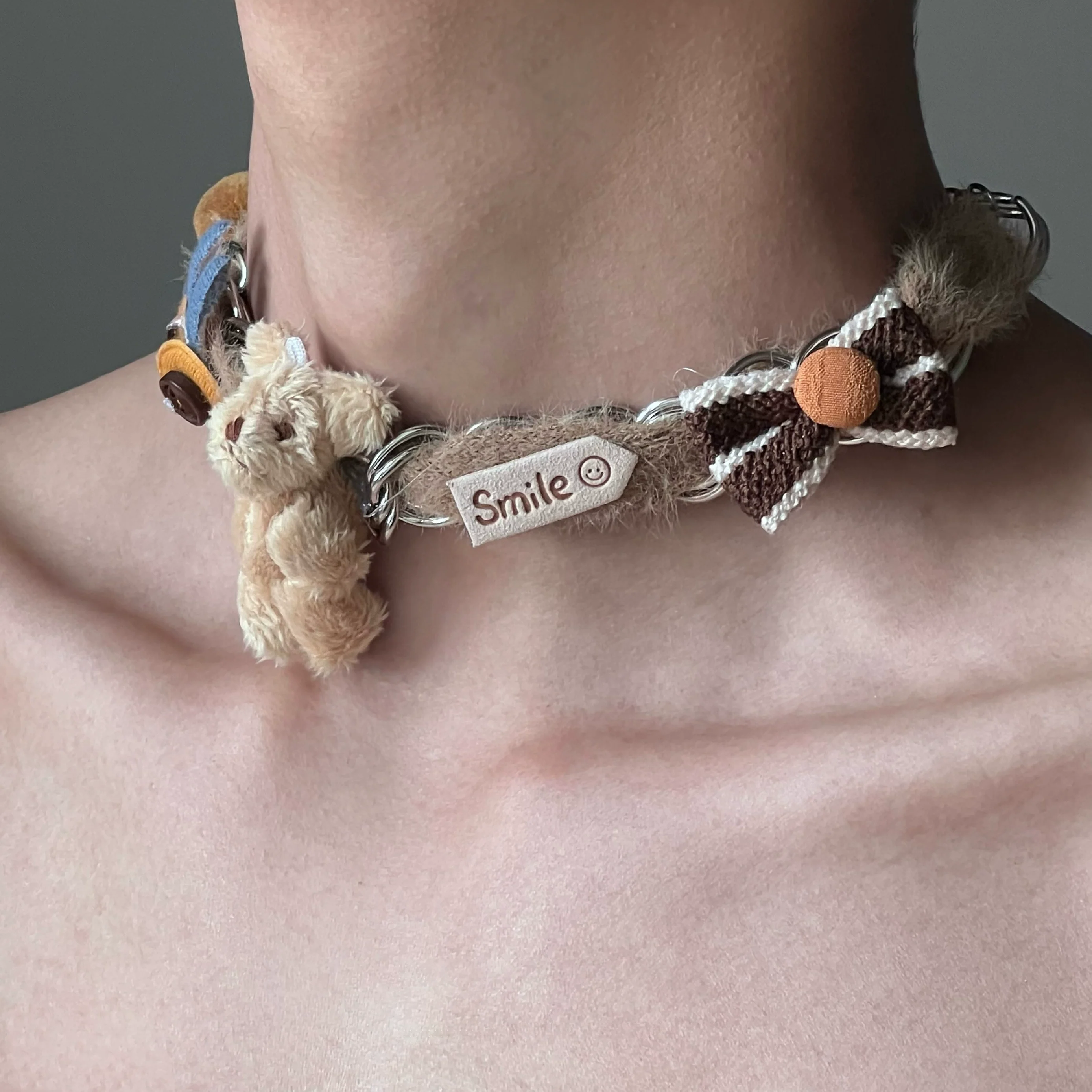 Plush Bear Bow Cartoon Choker Necklace