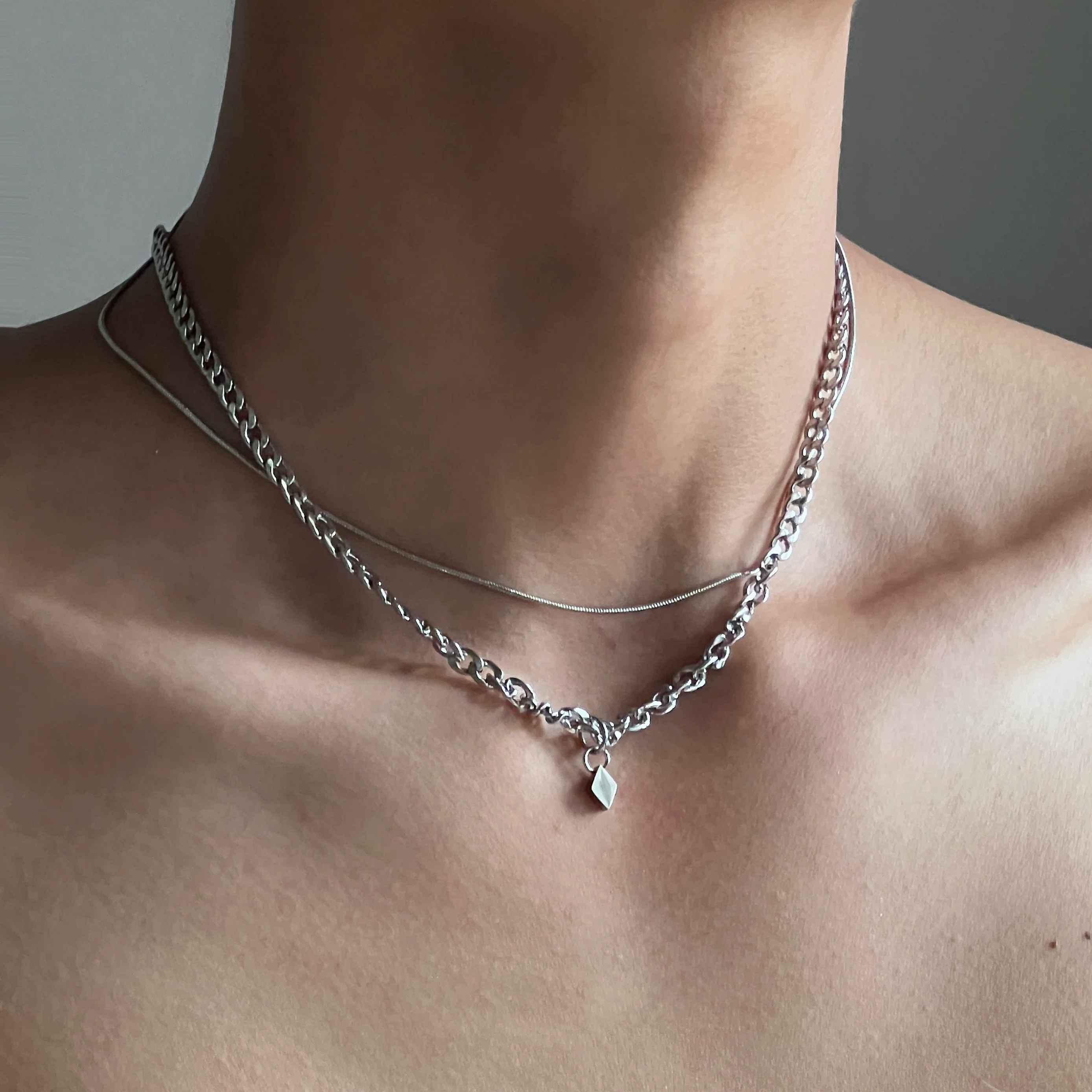 Hip-Hop Double Layer Titanium Steel Necklace